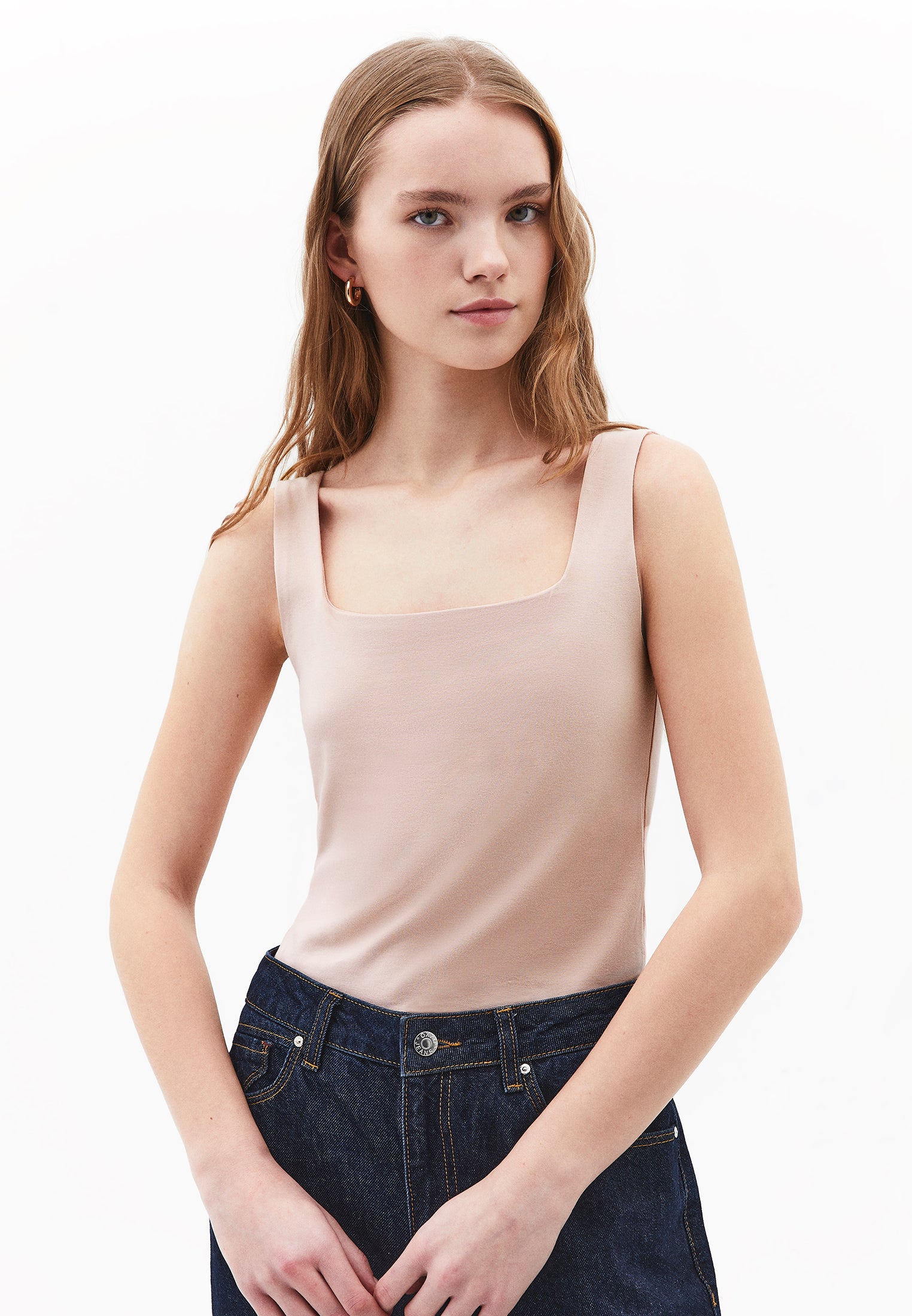Square Neck Bodycon Tank Top - CAMEO ROSE