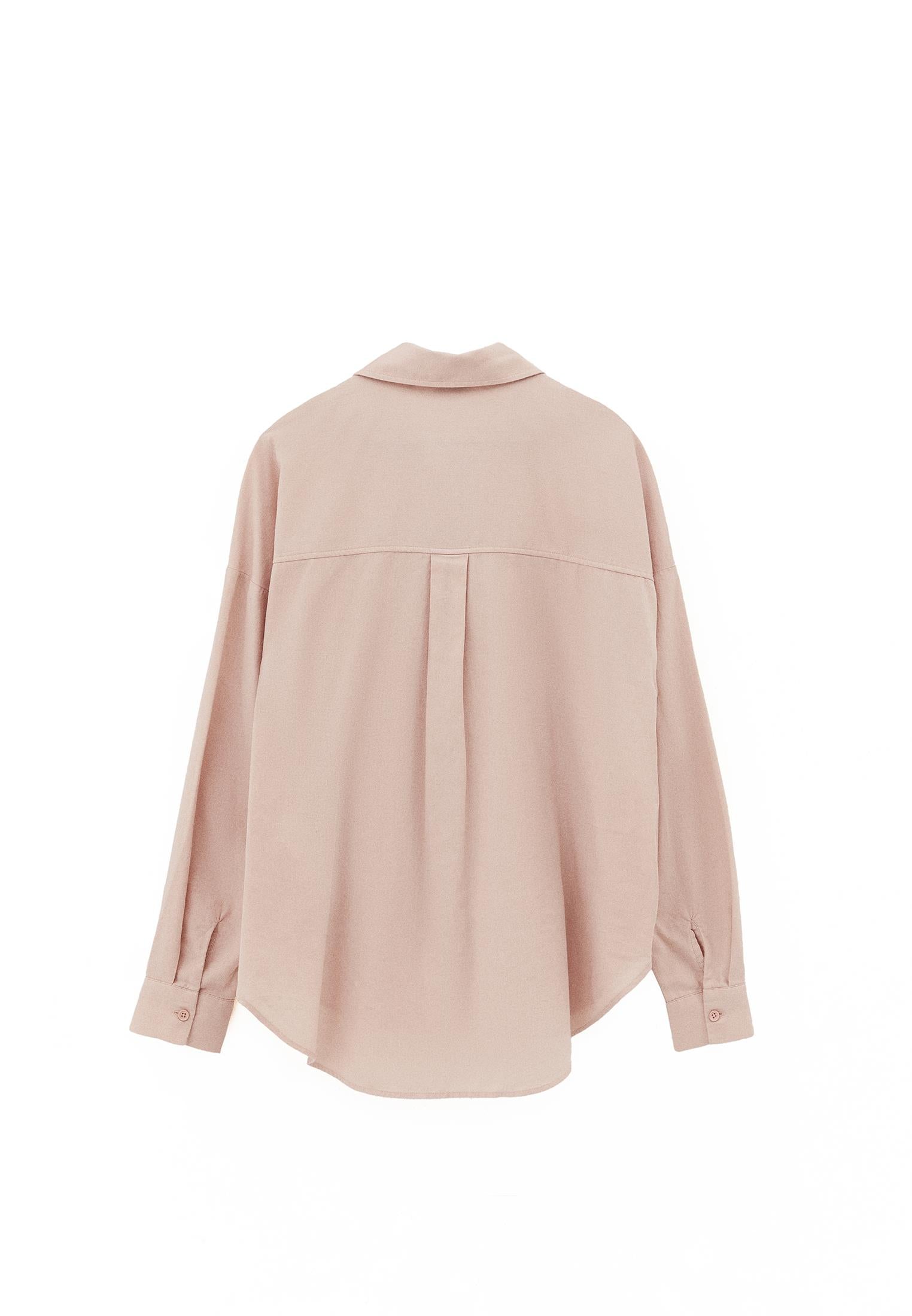 Oversize Long Sleeve Shirt With Pocket Detail - CAMEO ROSE