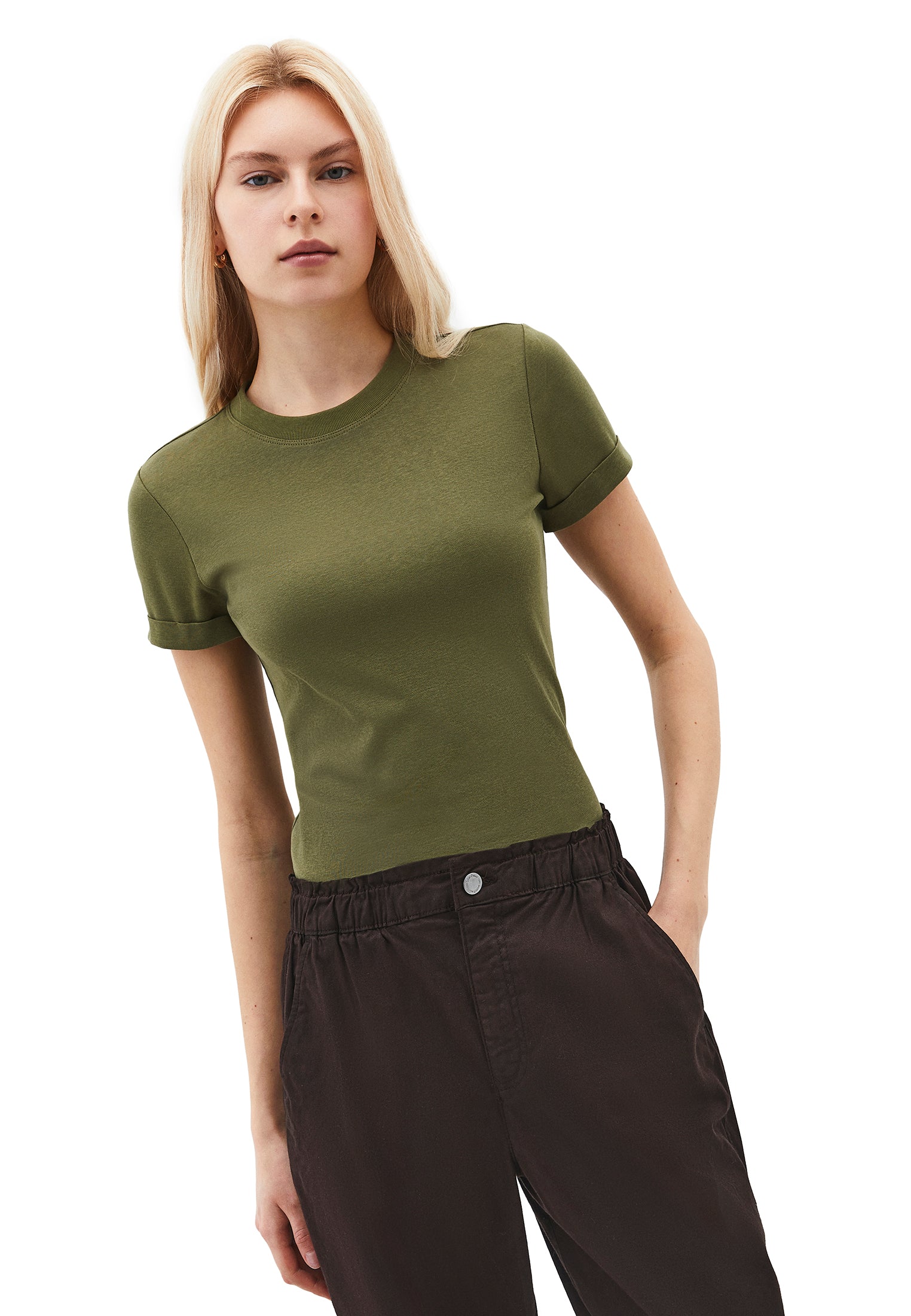 Crew Neck Short Sleeve T-Shirt - CAPULET OLIVE