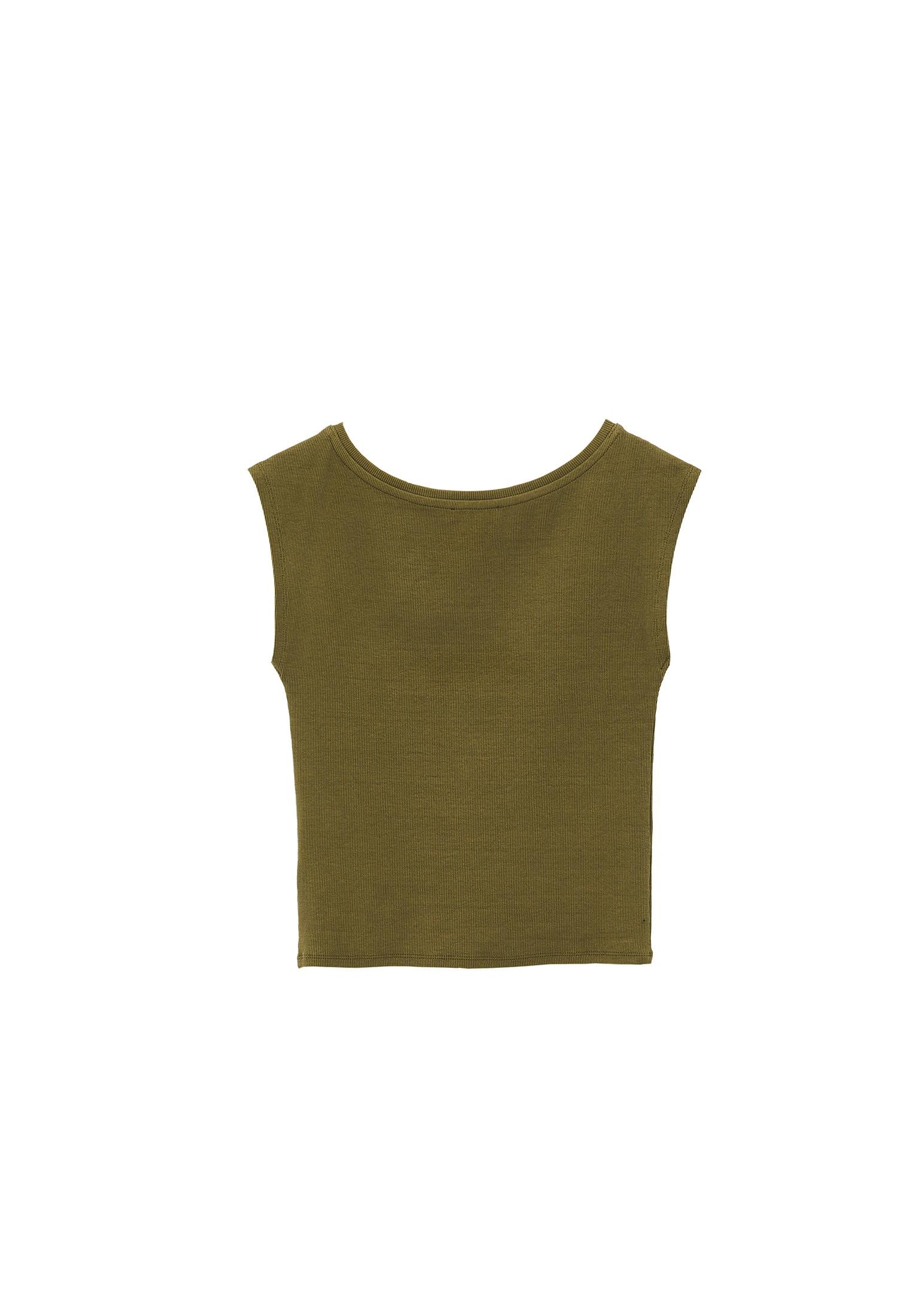 Boat Neck Short Sleeve Bodycon T-Shirt - CAPULET OLIVE