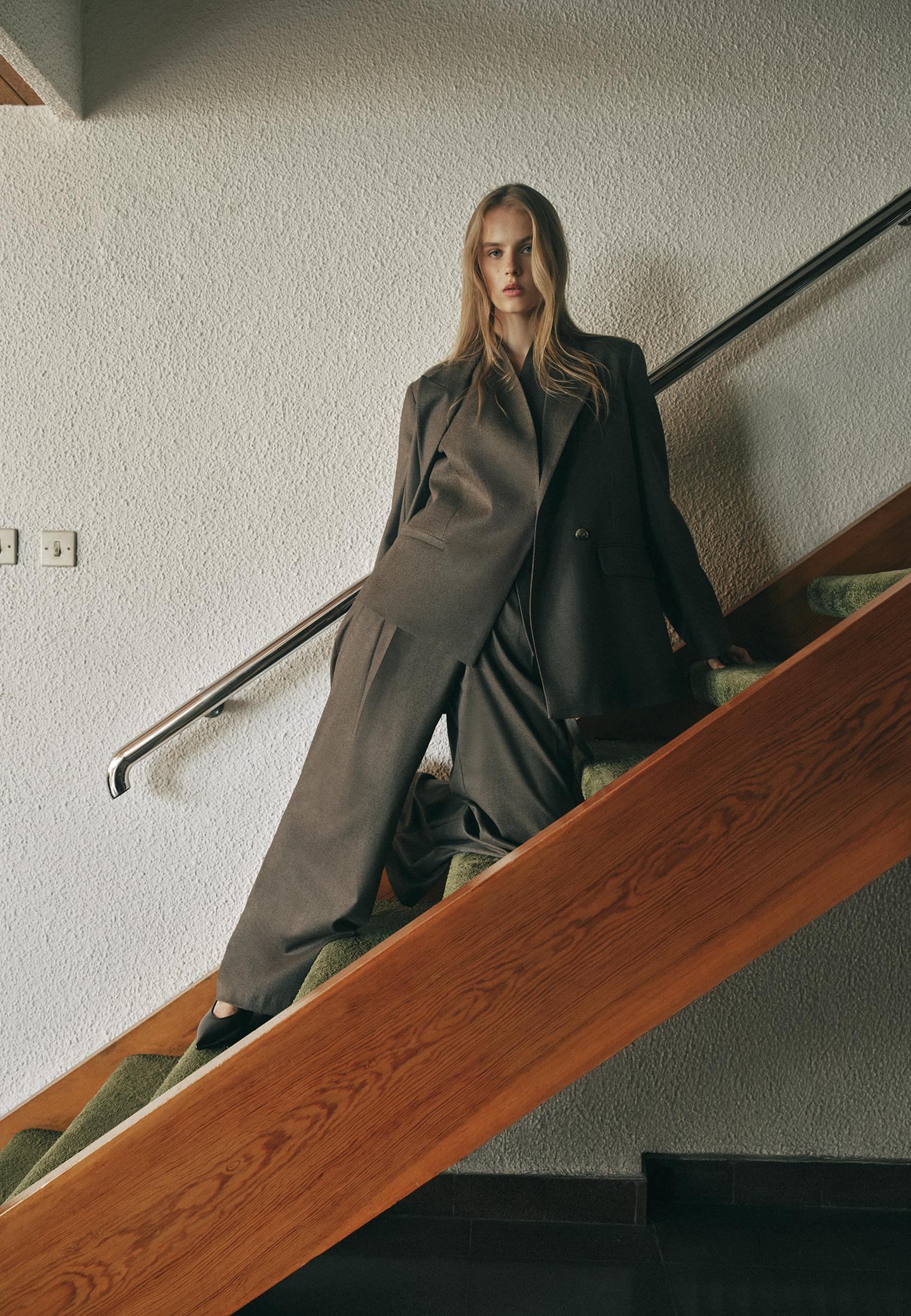 Wide Leg High Waist Trousers - CARAFE MELANGE