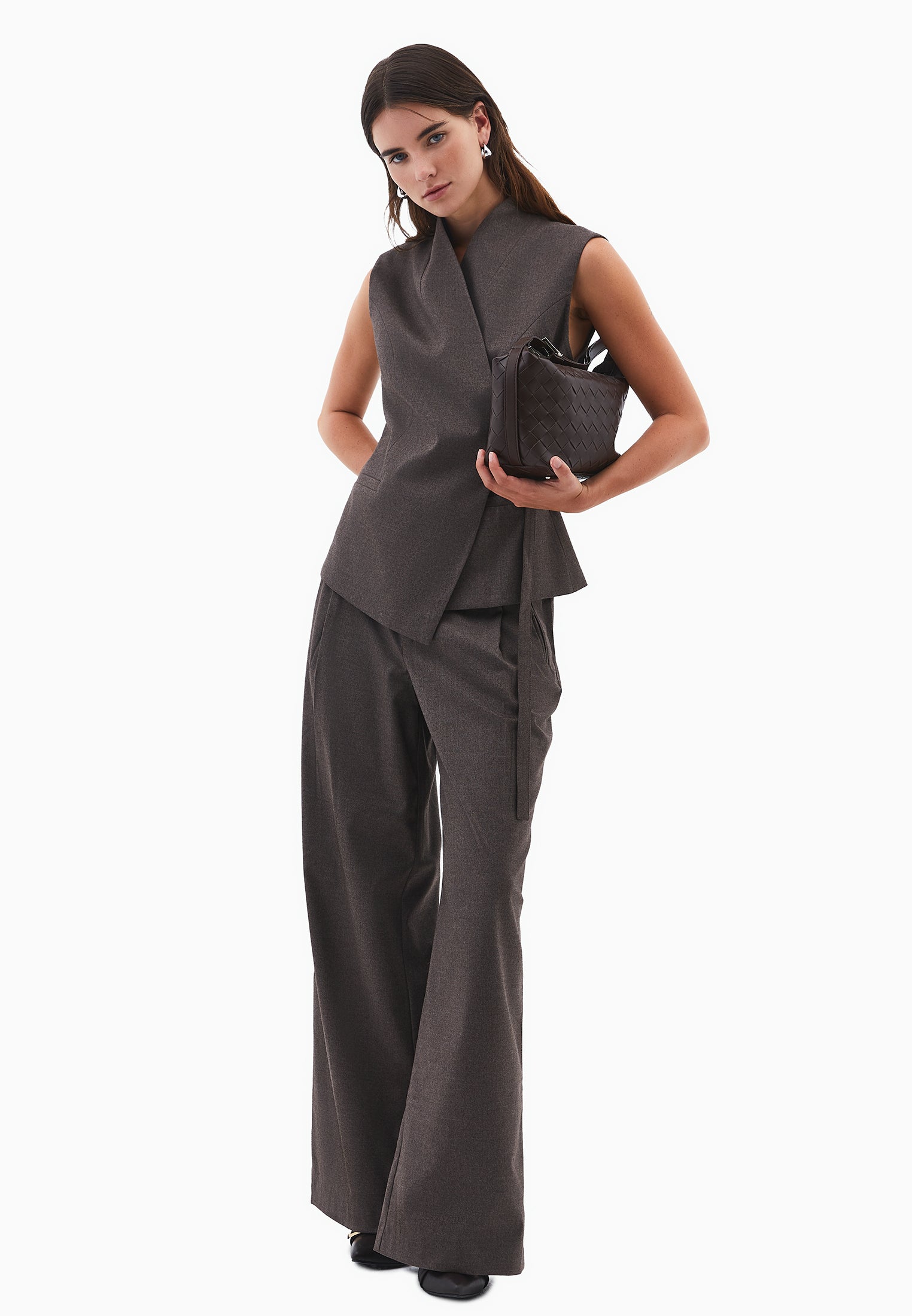 Asymmetrical Midi Vest - CARAFE MELANGE