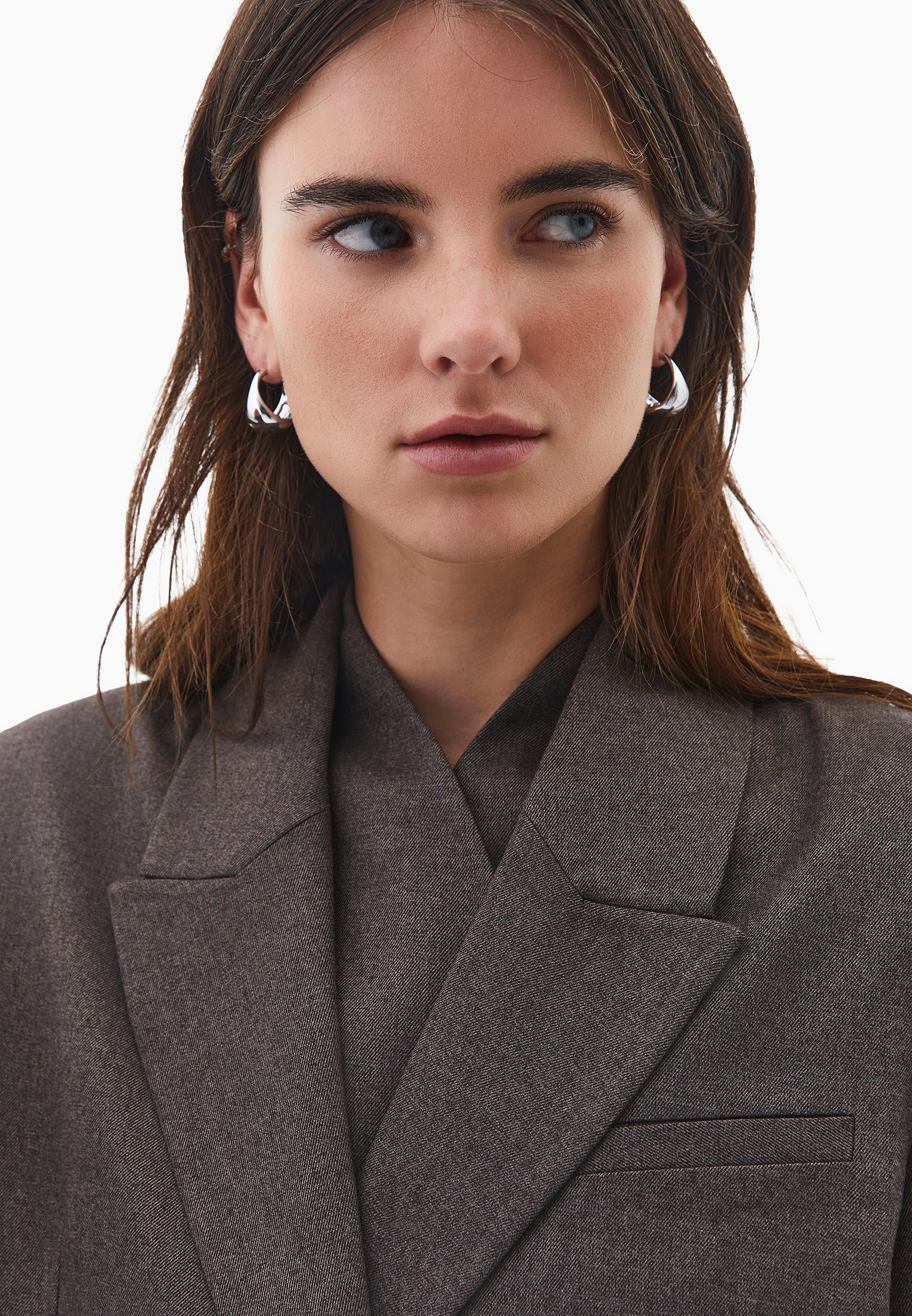 Double Breasted Lapel Oversize Blazer - CARAFE MELANGE