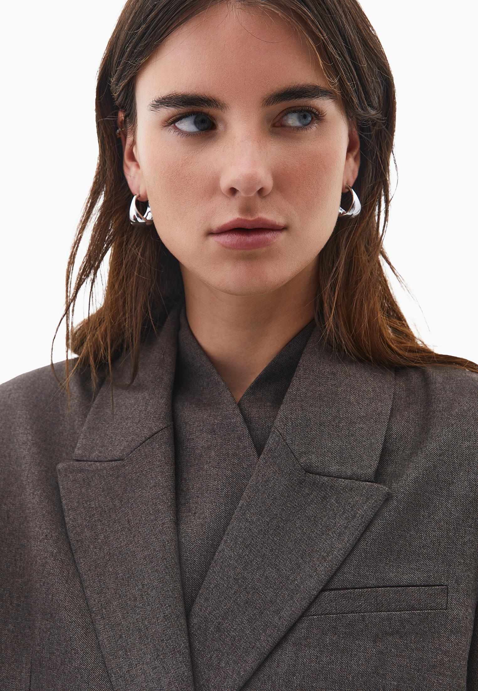 Double Breasted Lapel Oversize Blazer - CARAFE MELANGE
