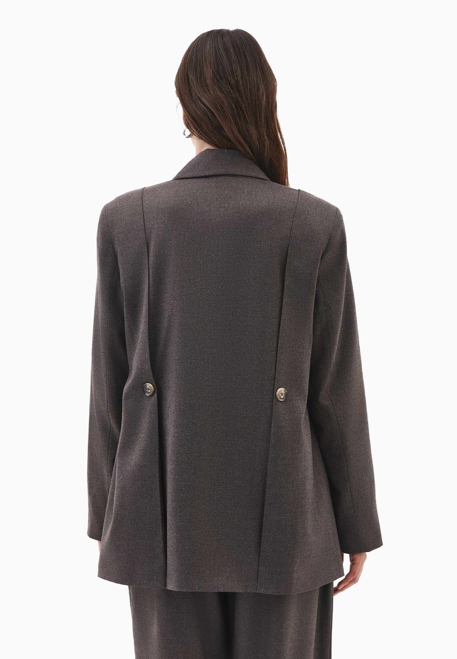 Double Breasted Lapel Oversize Blazer - CARAFE MELANGE