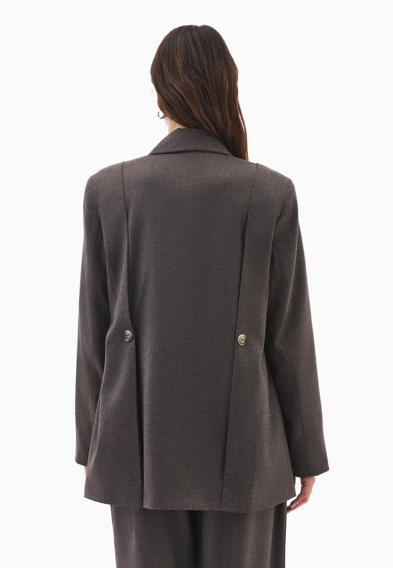 Double Breasted Lapel Oversize Blazer - CARAFE MELANGE