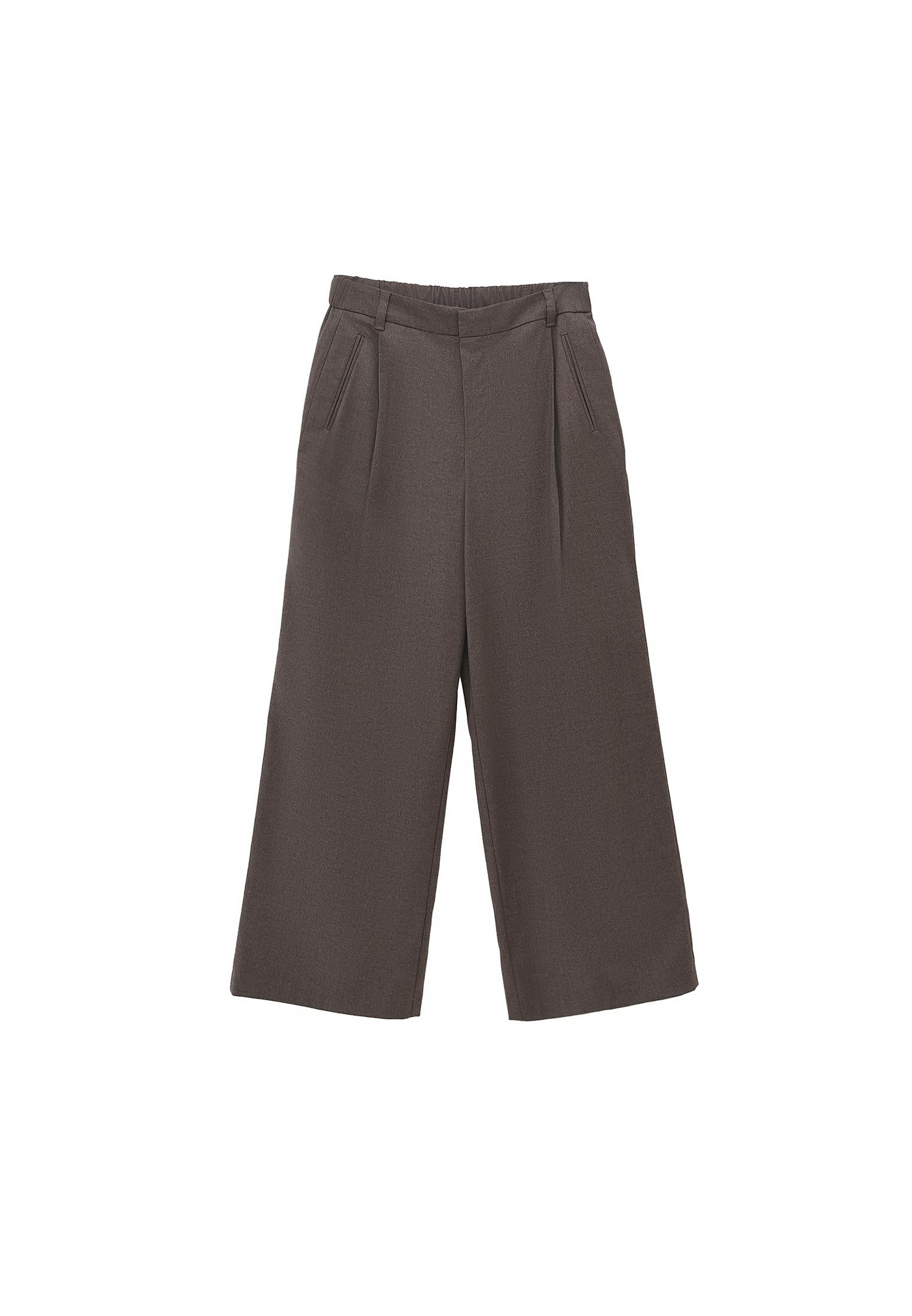Wide Leg High Waist Trousers - CARAFE MELANGE