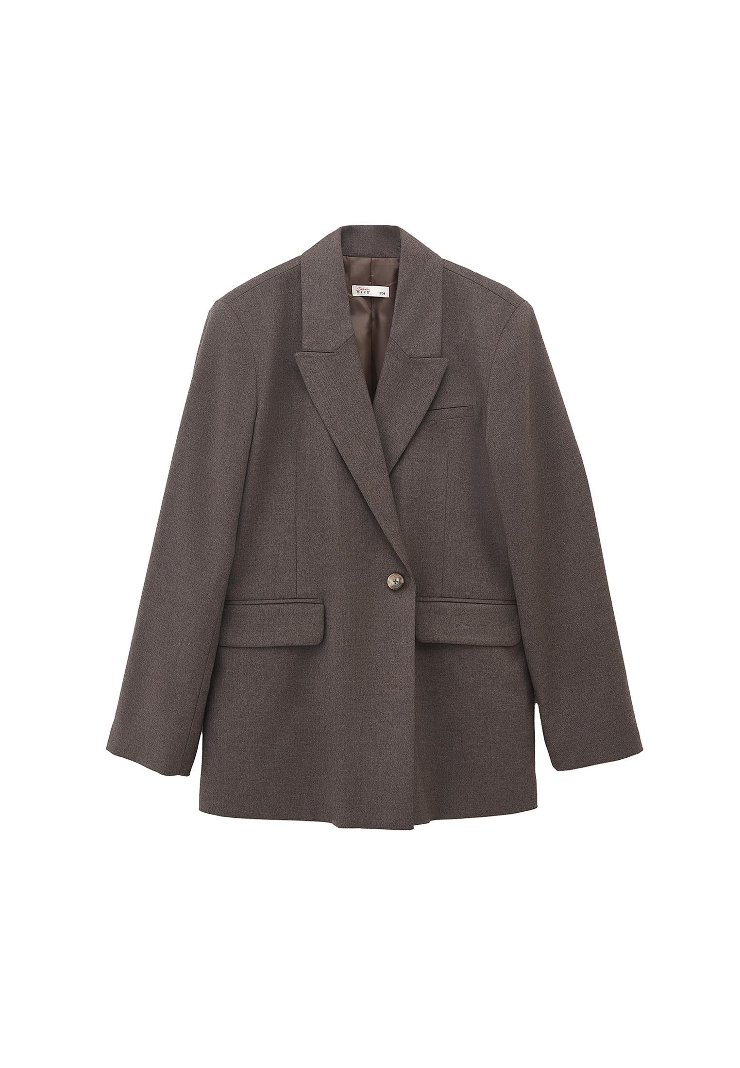 Double Breasted Lapel Oversize Blazer - CARAFE MELANGE
