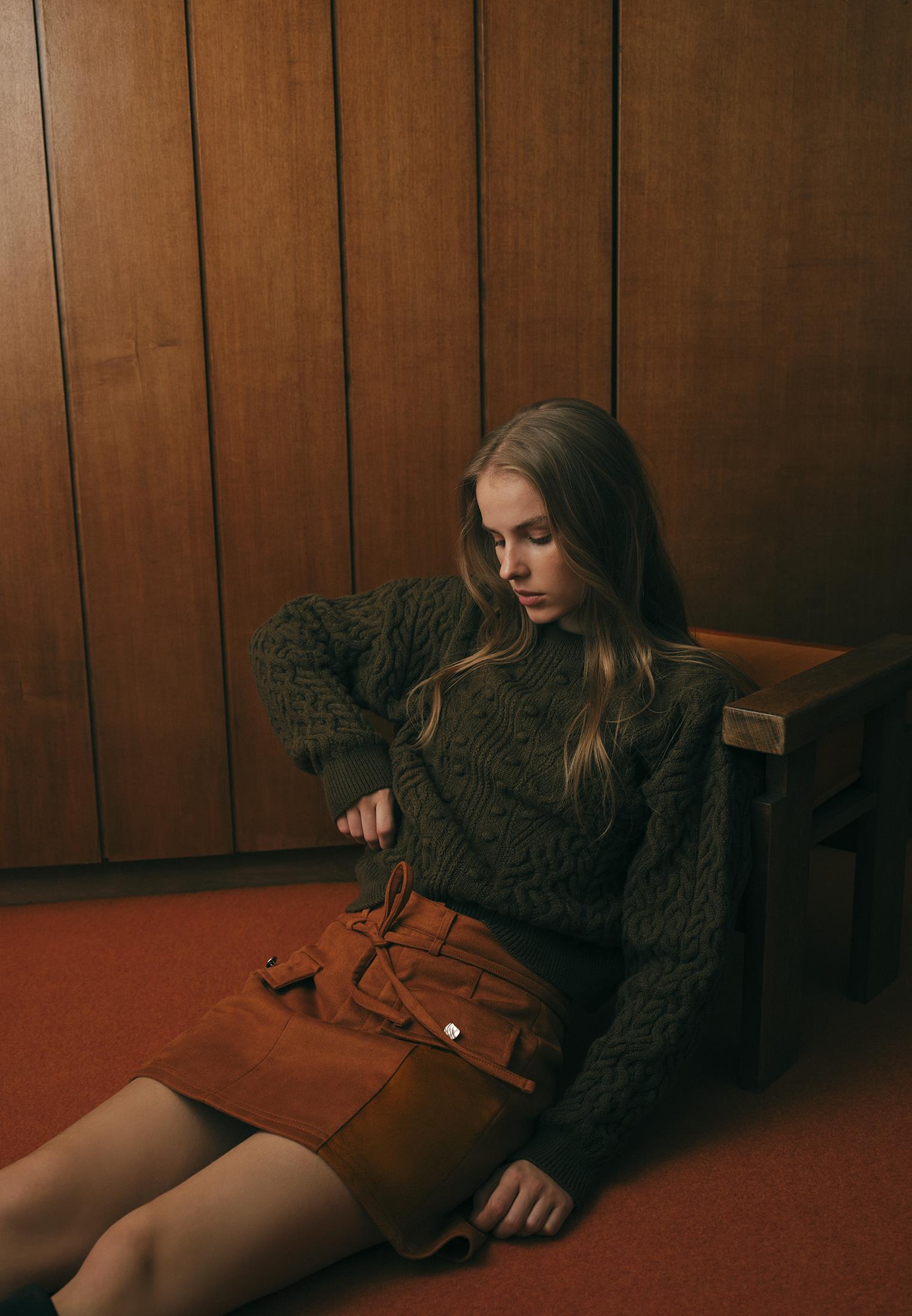 Short High Waist Belted Leather Skirt - CARAMEL CAFE