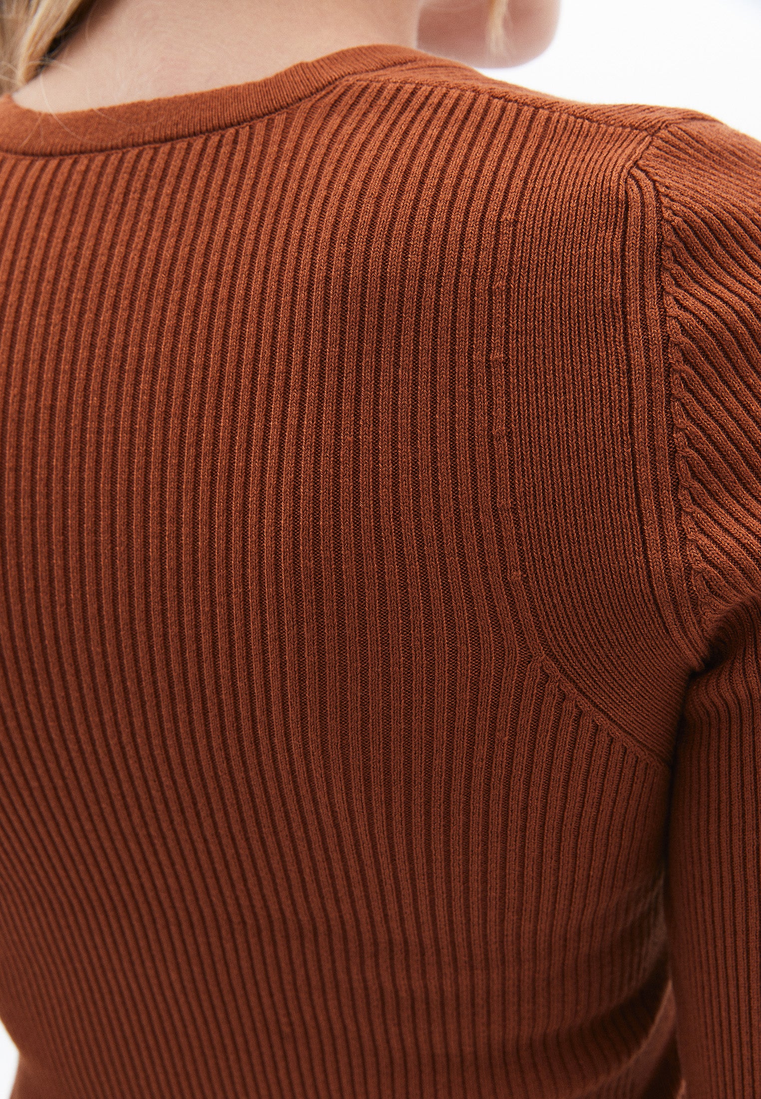 V Neck Long Sleeve Sweater - CARAMEL CAFE