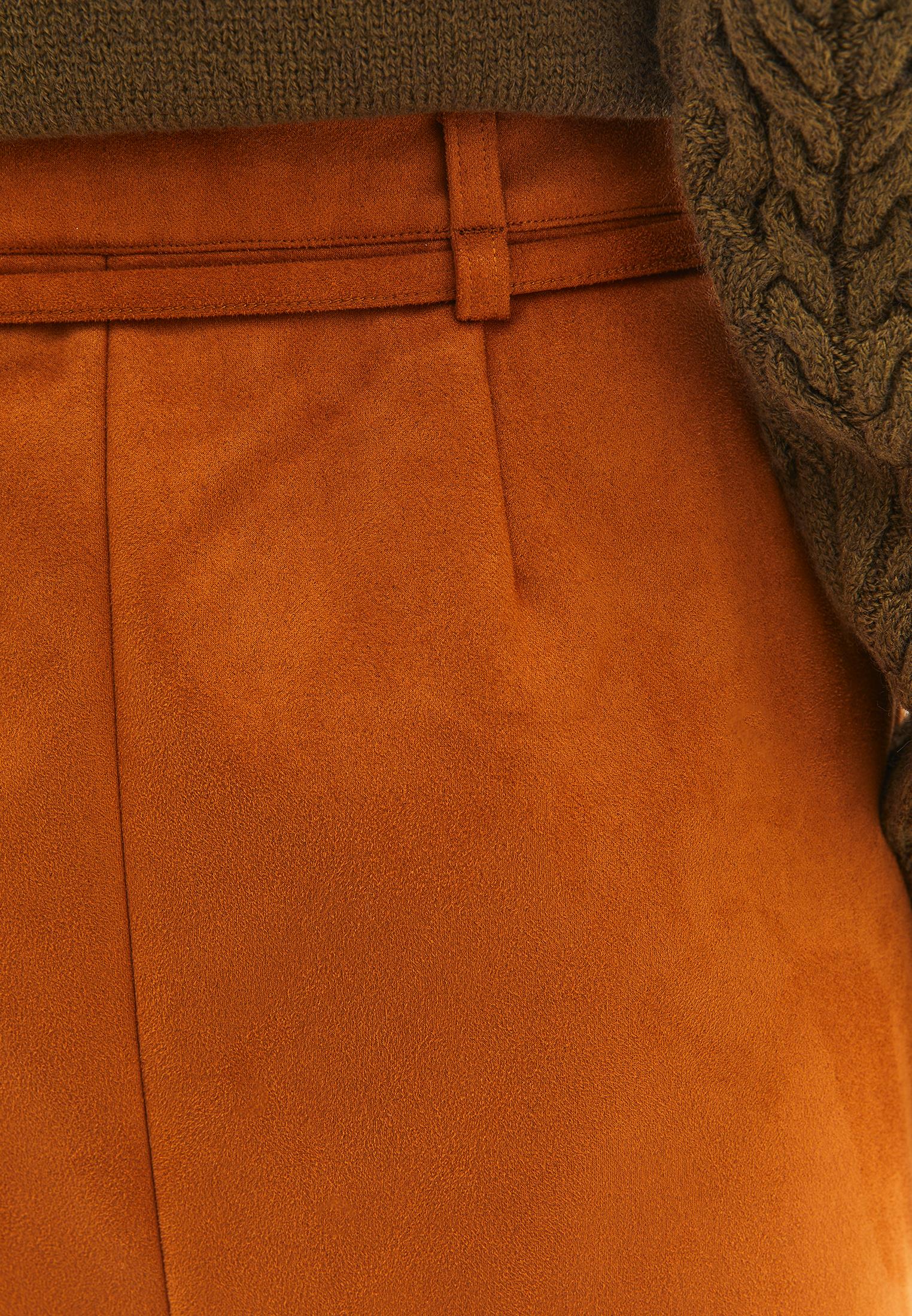 Short High Waist Belted Leather Skirt - CARAMEL CAFE
