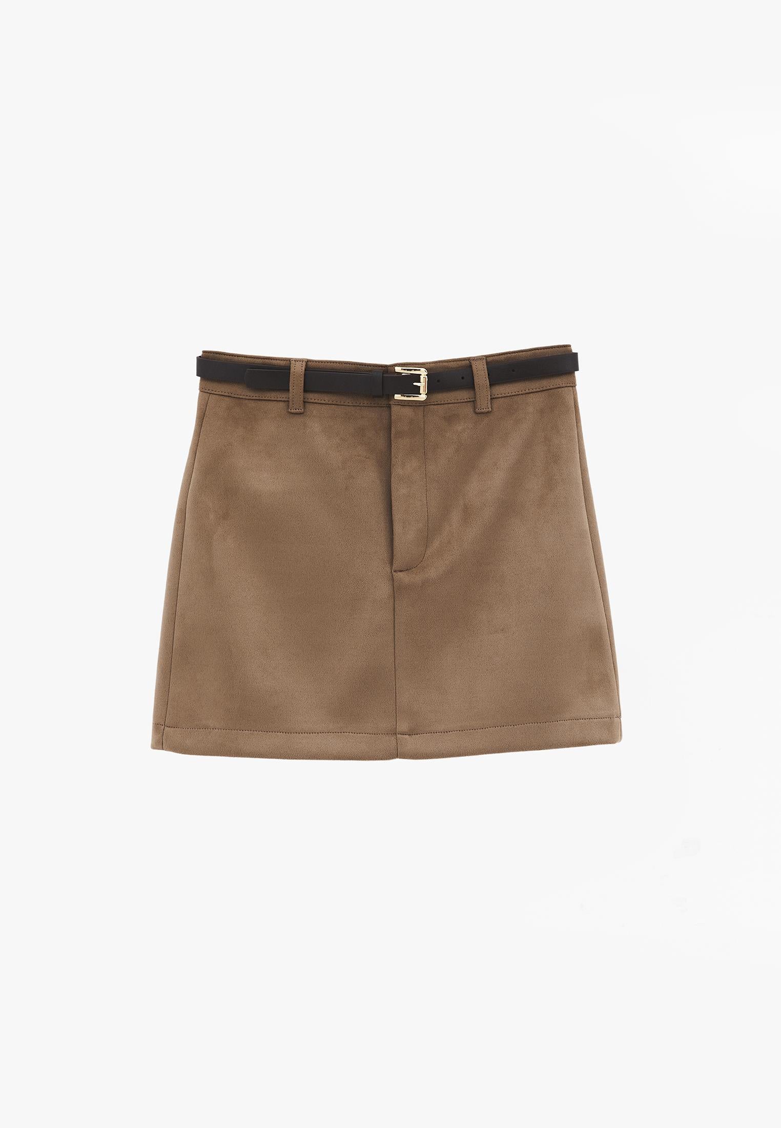 Ultra High Waist Short Buttoned Skirt - CARIBOU