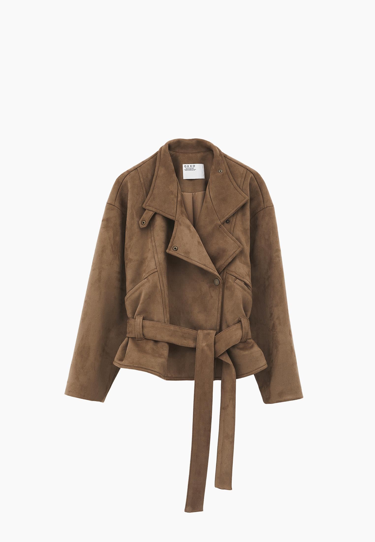 Midi Length Shawl Collar Long Sleeve Jacket - CARIBOU