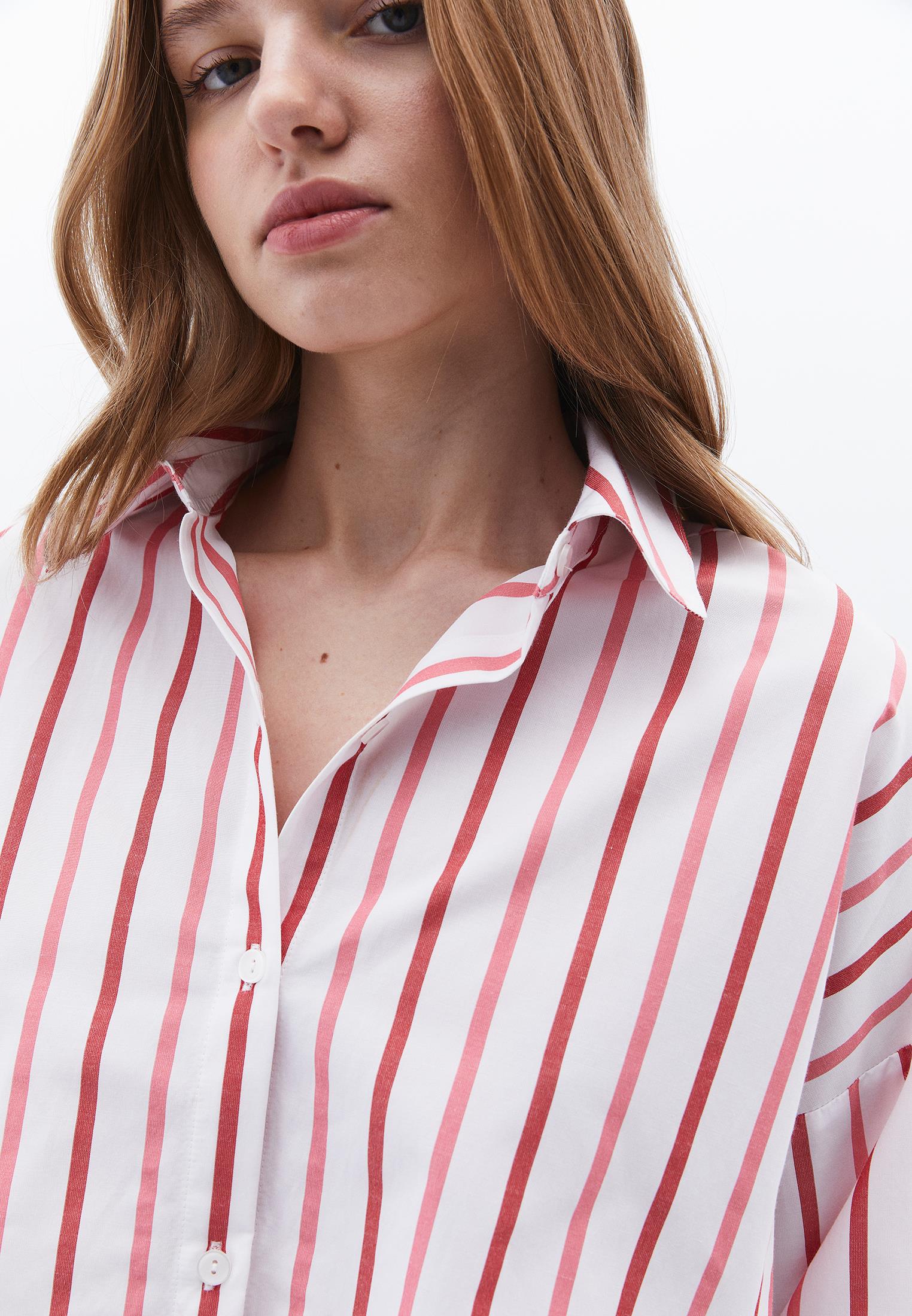 Tied Short Shirt - CAYENNE COMB STRIPE