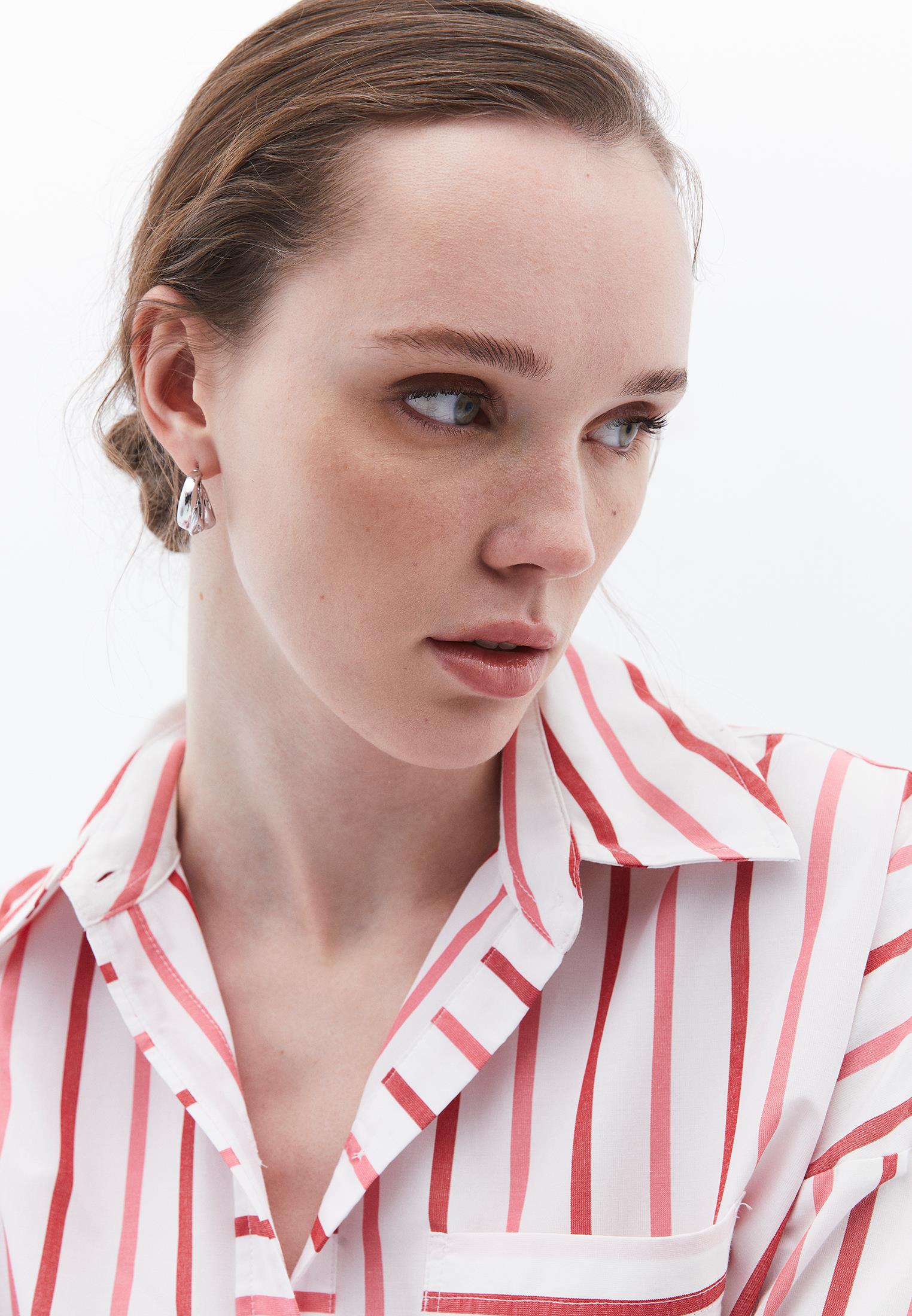 Oversize Printed Striped Shirt - CAYENNE COMB STRIPE