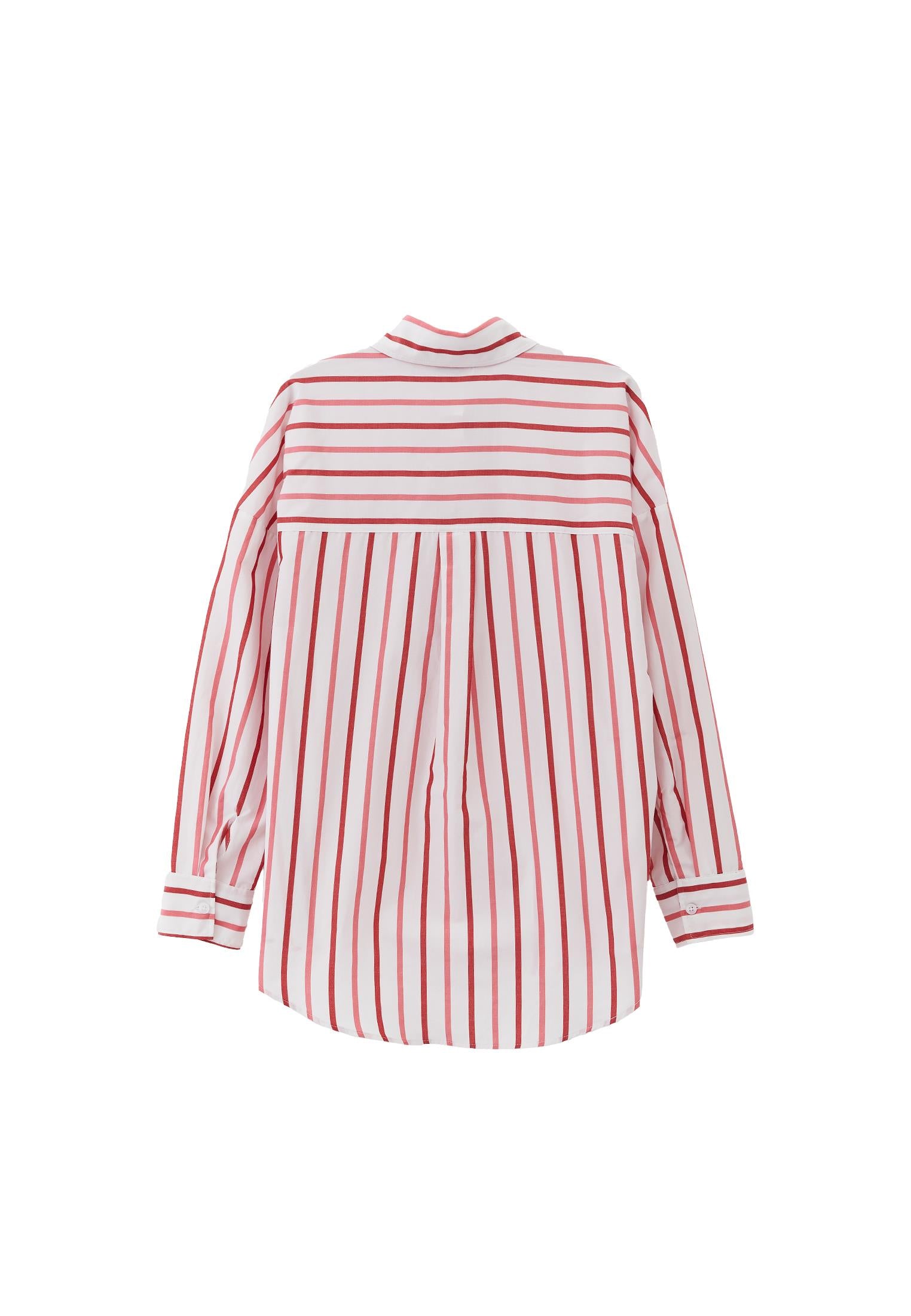 Oversize Printed Striped Shirt - CAYENNE COMB STRIPE