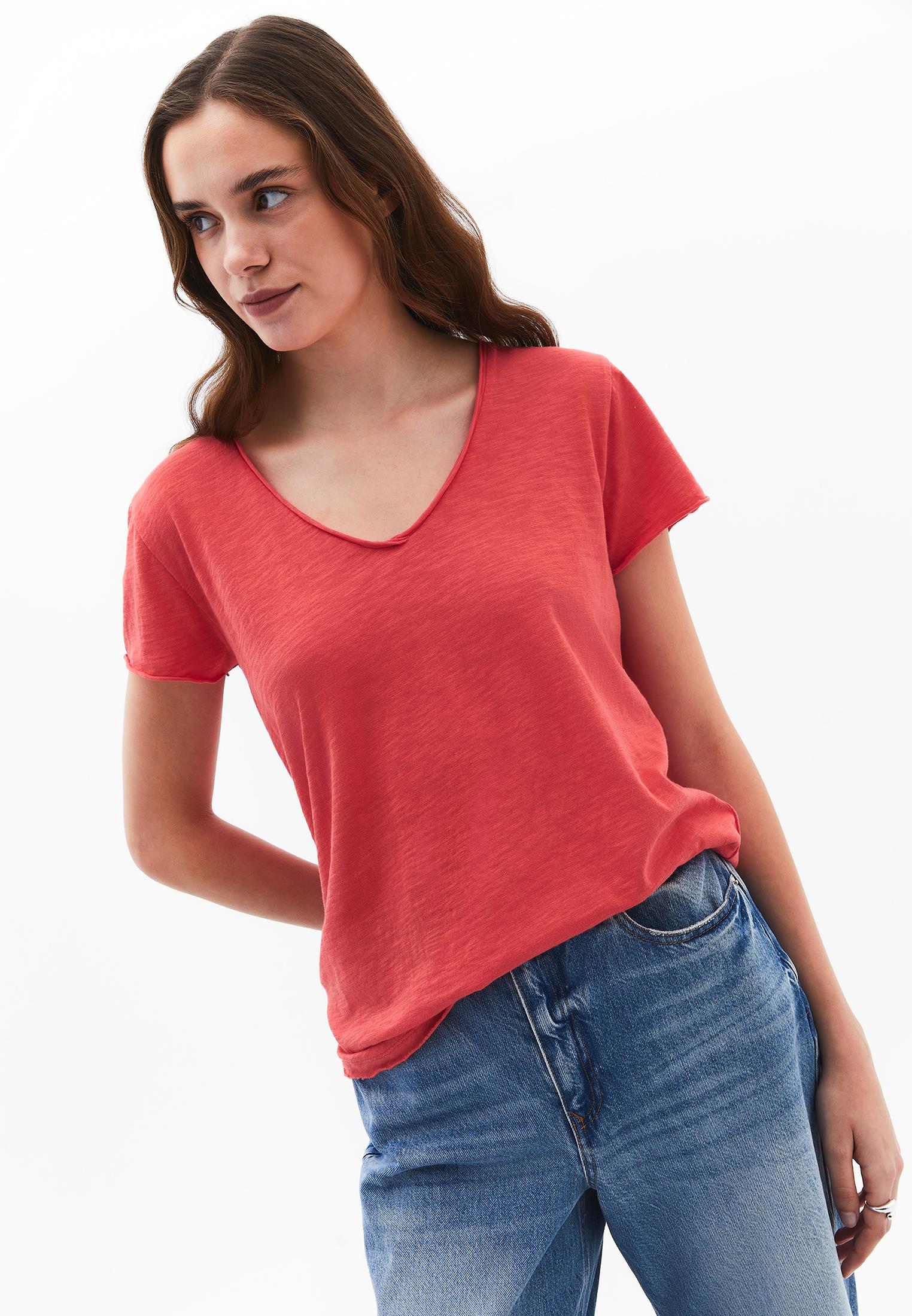 V Neck T-Shirt - CAYENNE