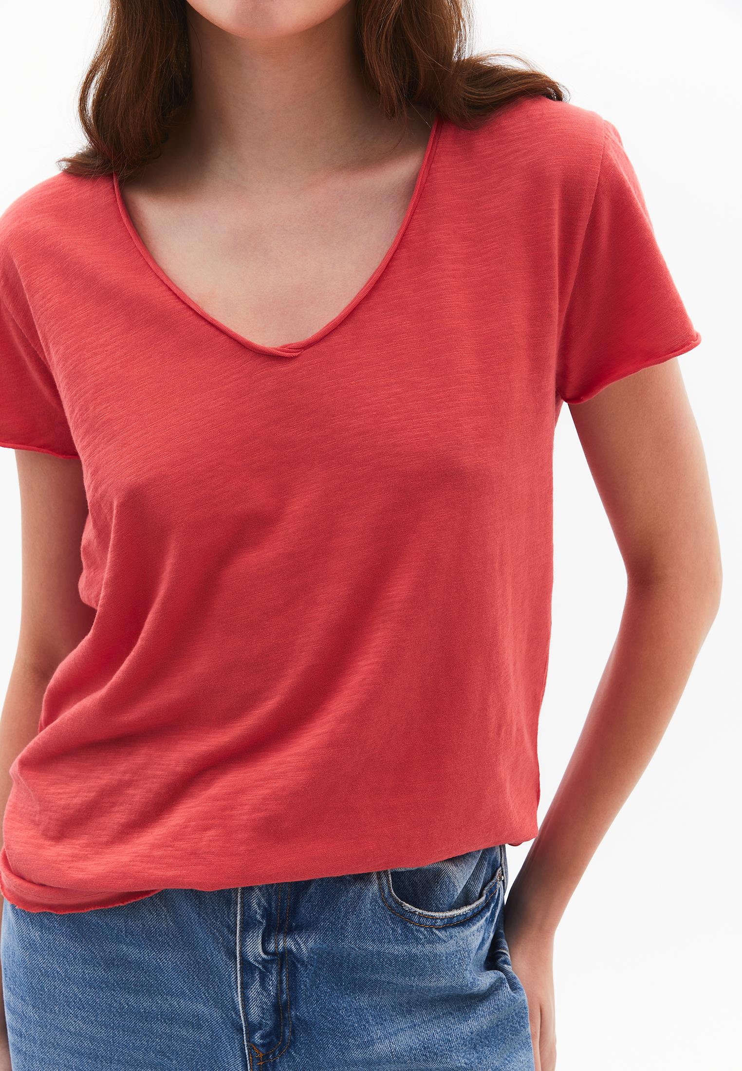 V Neck T-Shirt - CAYENNE