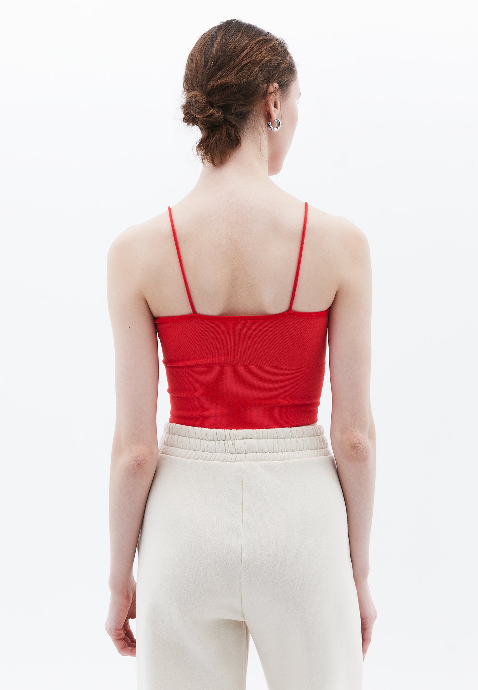 V Neck Tank Top - CAYENNE