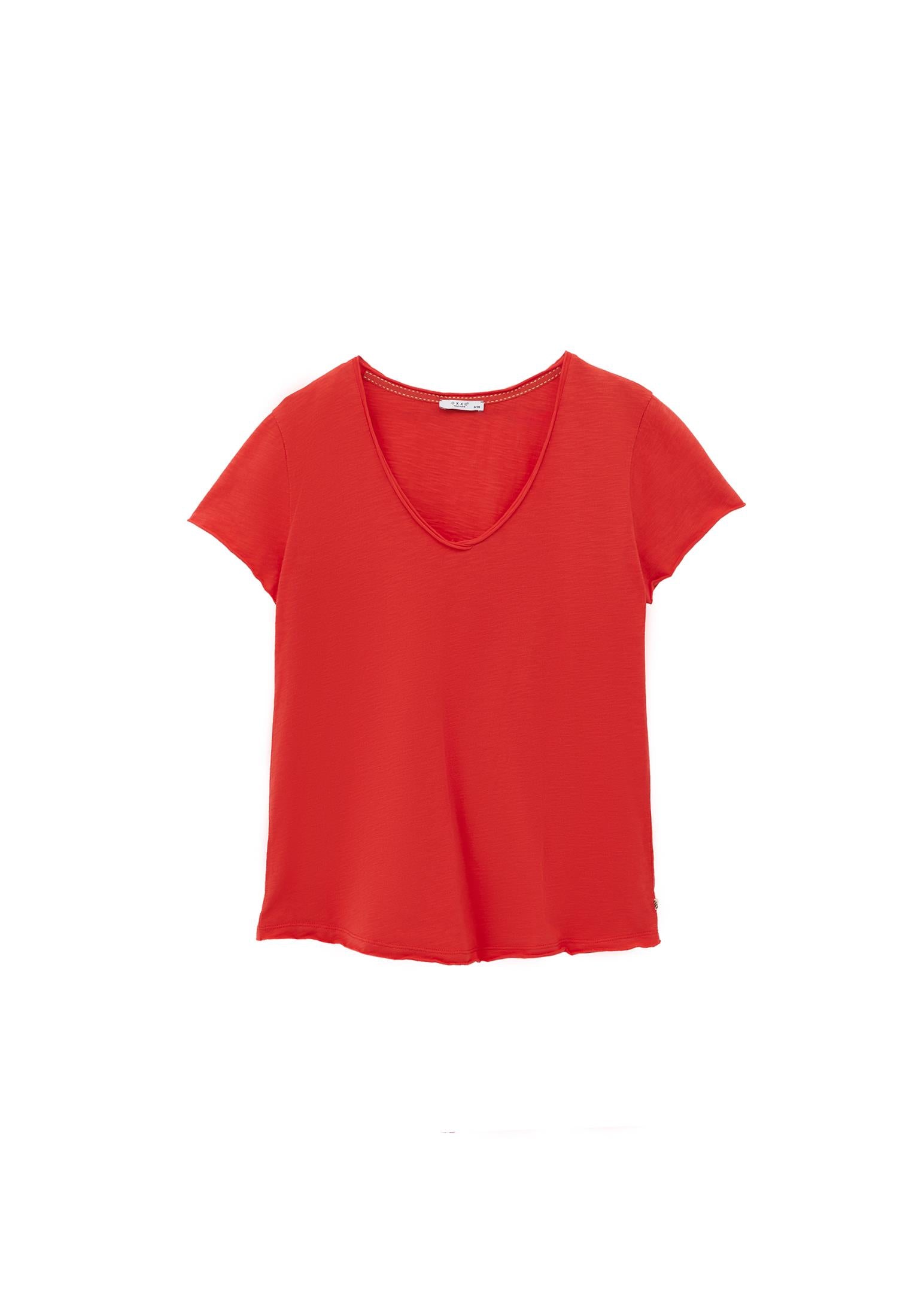 V Neck T-Shirt - CAYENNE