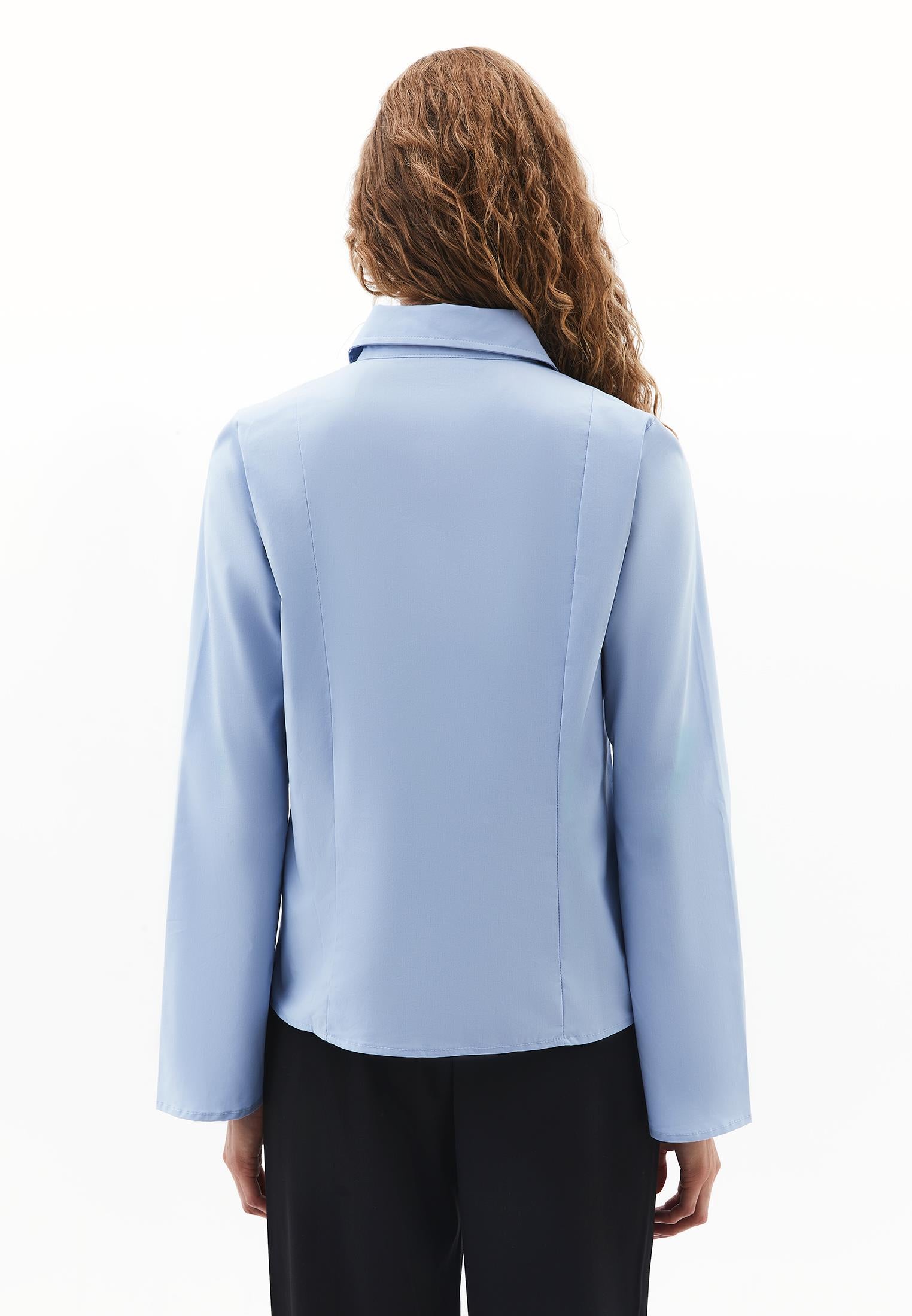 Buttoned Slim Fit Standard Long Sleeve Shirt - CHAMBRAY BLUE