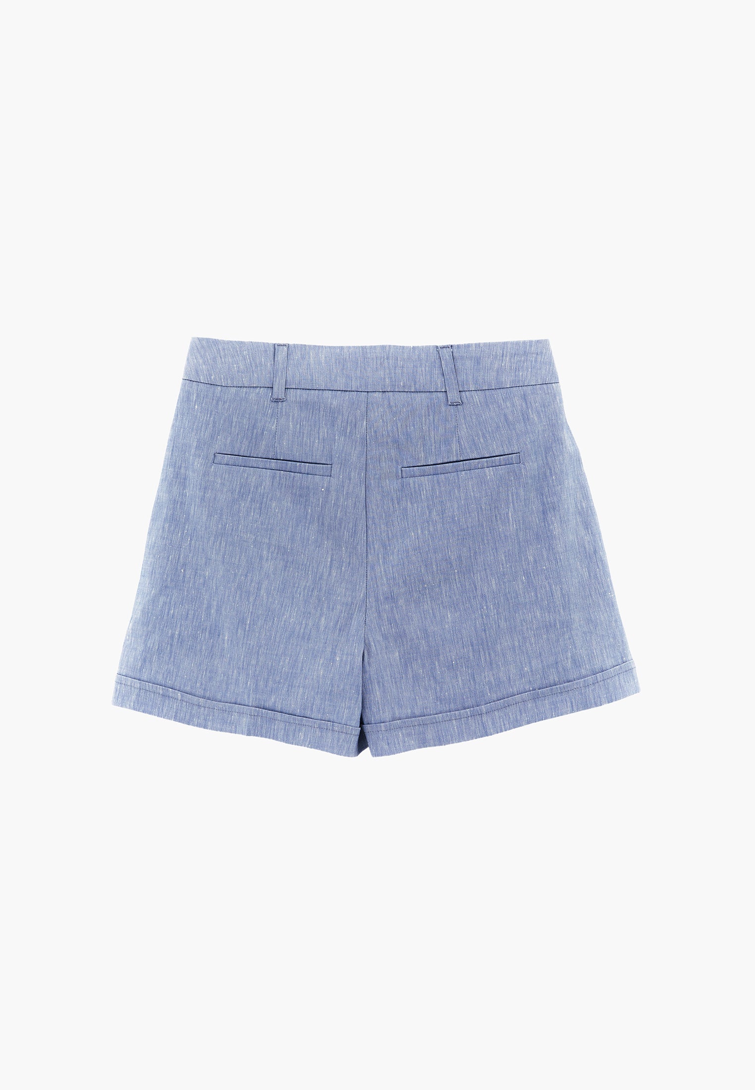 Pleated Ultra High Waist Shorts - CHAMBRAY BLUE