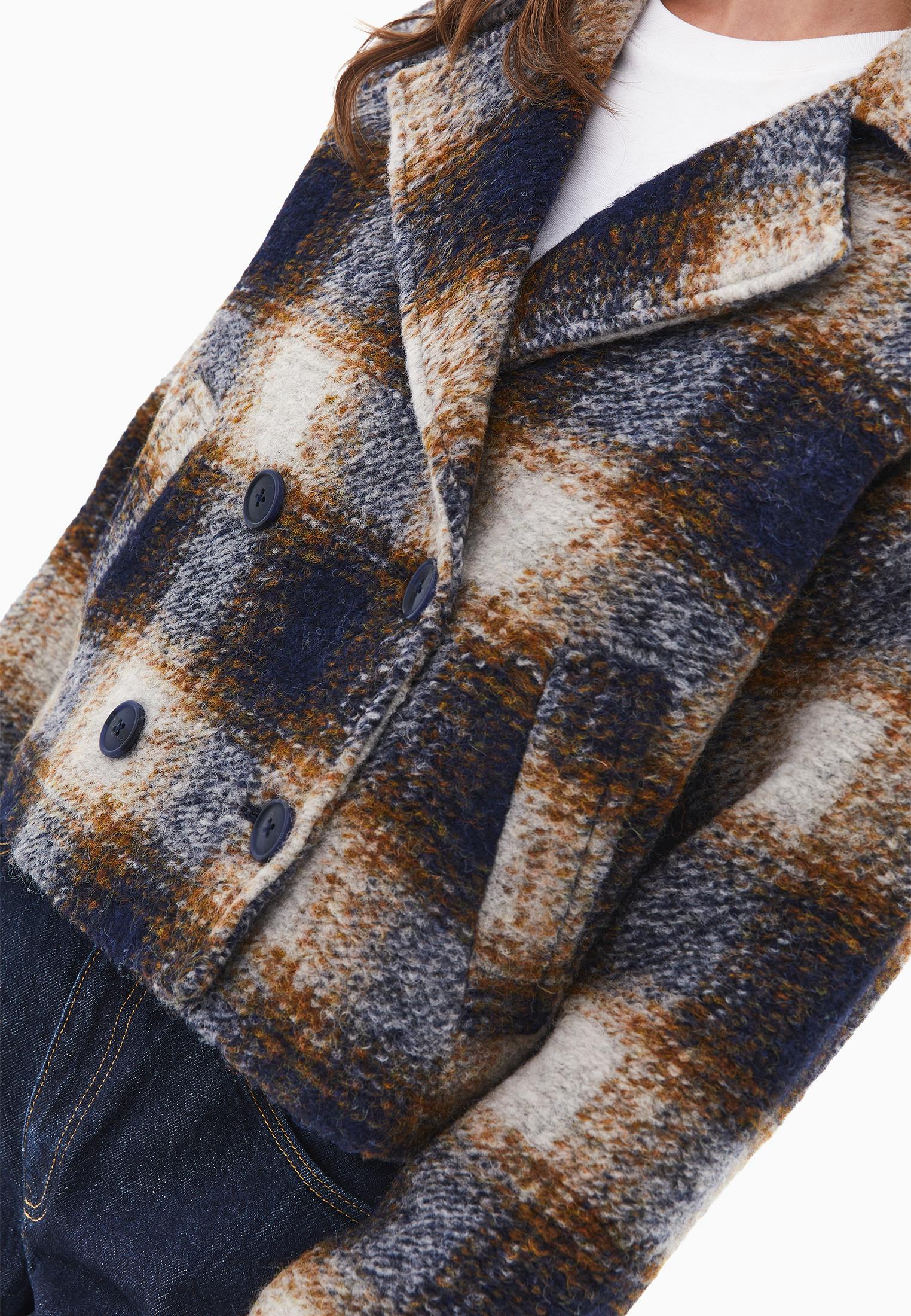 Double Breasted Checked Blazer With Long Sleeves - CHECK COMB