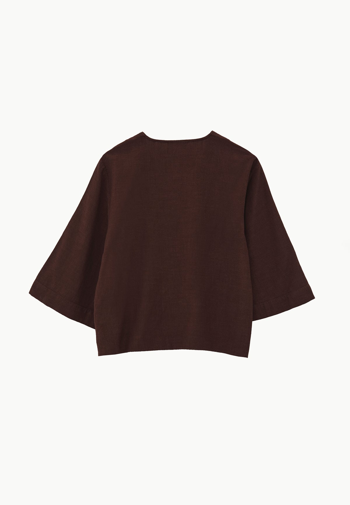 V Neck Button Detailed Blouse - CHICORY COFFEE