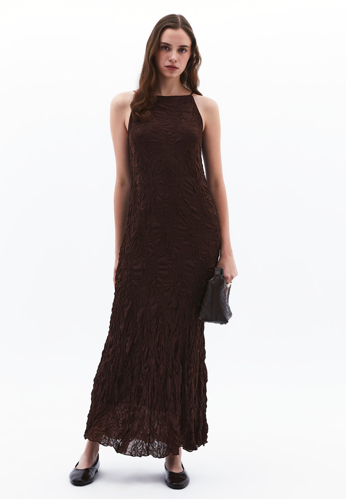 Long Lace Dress - CHICORY COFFEE