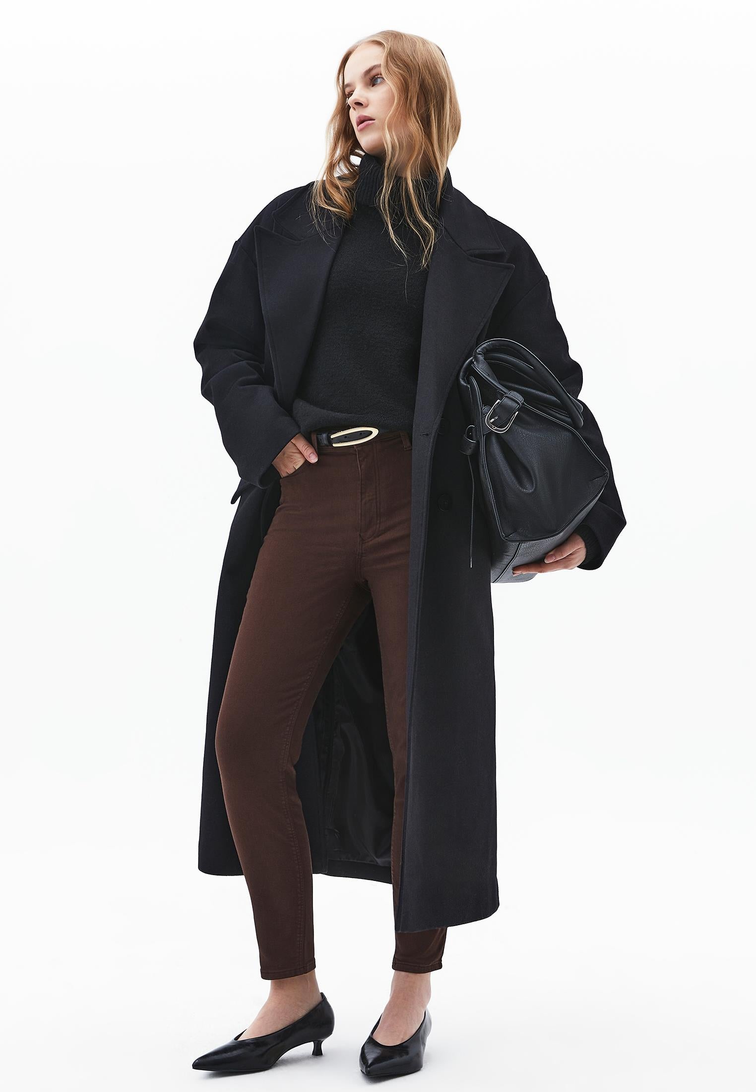 High Waist Ankle Pants - CHICORY COFFEE