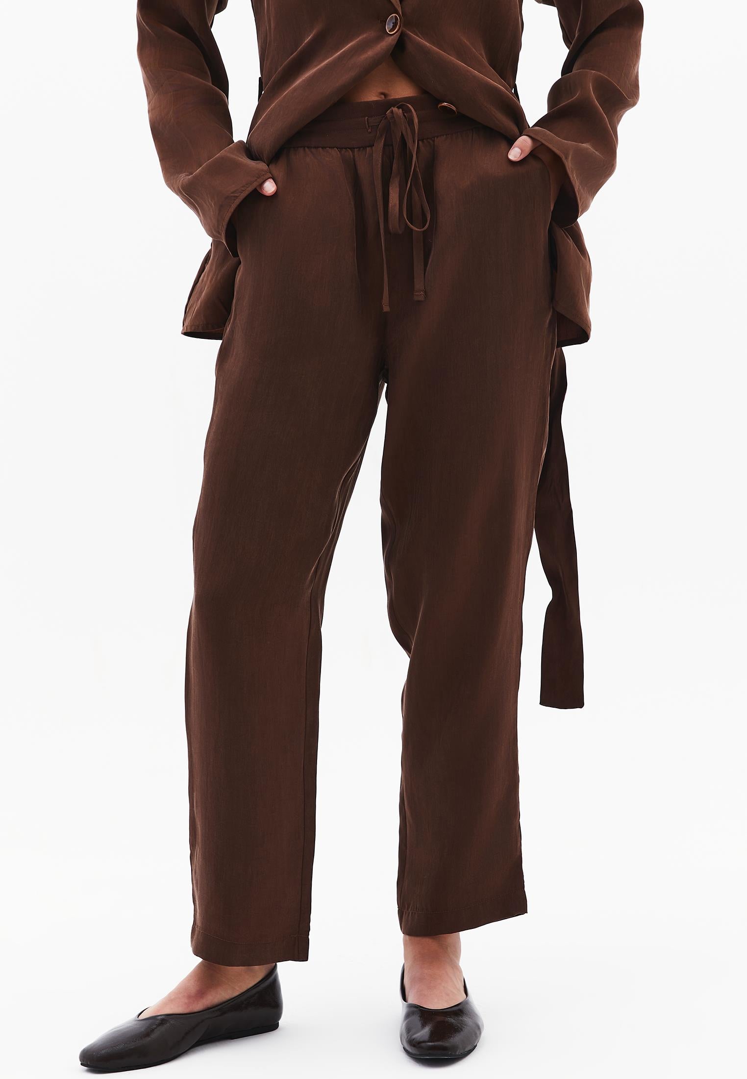 Tencel Tie Waist Pants - CHICORY COFFEE