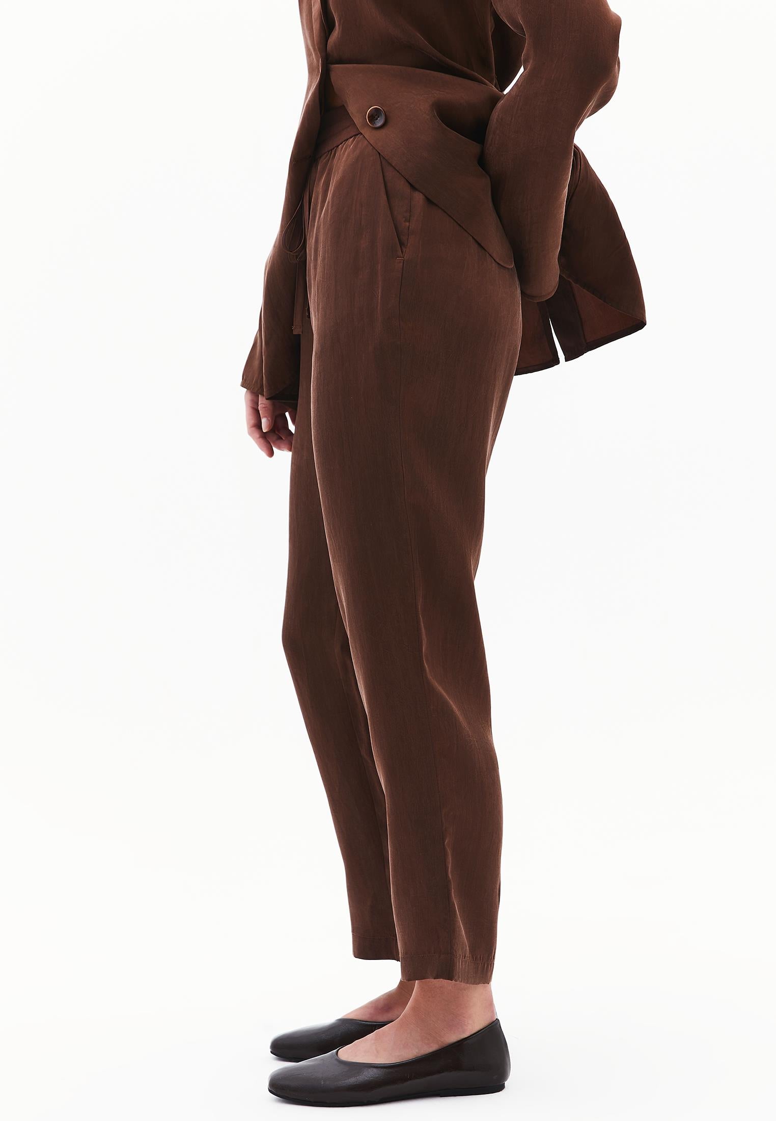 Tencel Tie Waist Pants - CHICORY COFFEE