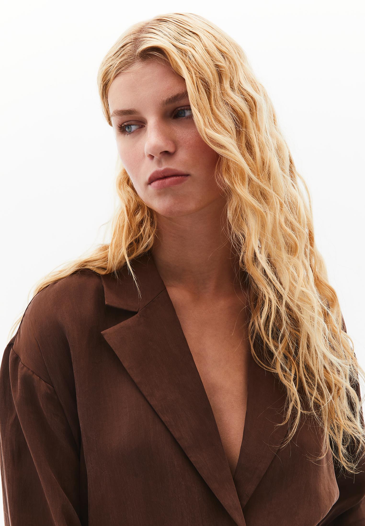 Belted Blazer Jacket - CHICORY COFFEE