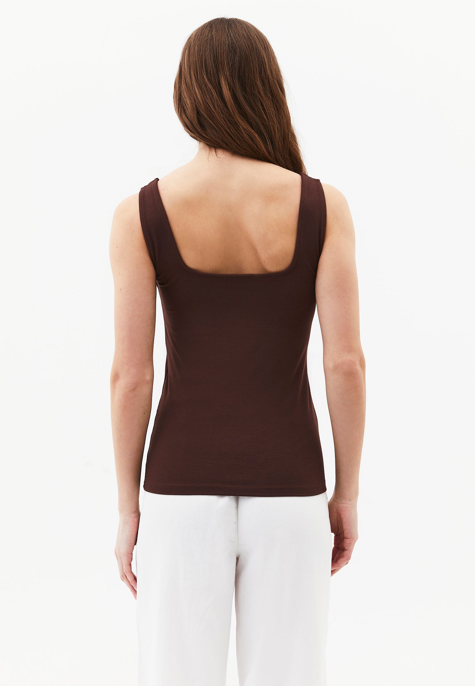 Square Neck Bodycon Tank Top - CHICORY COFFEE