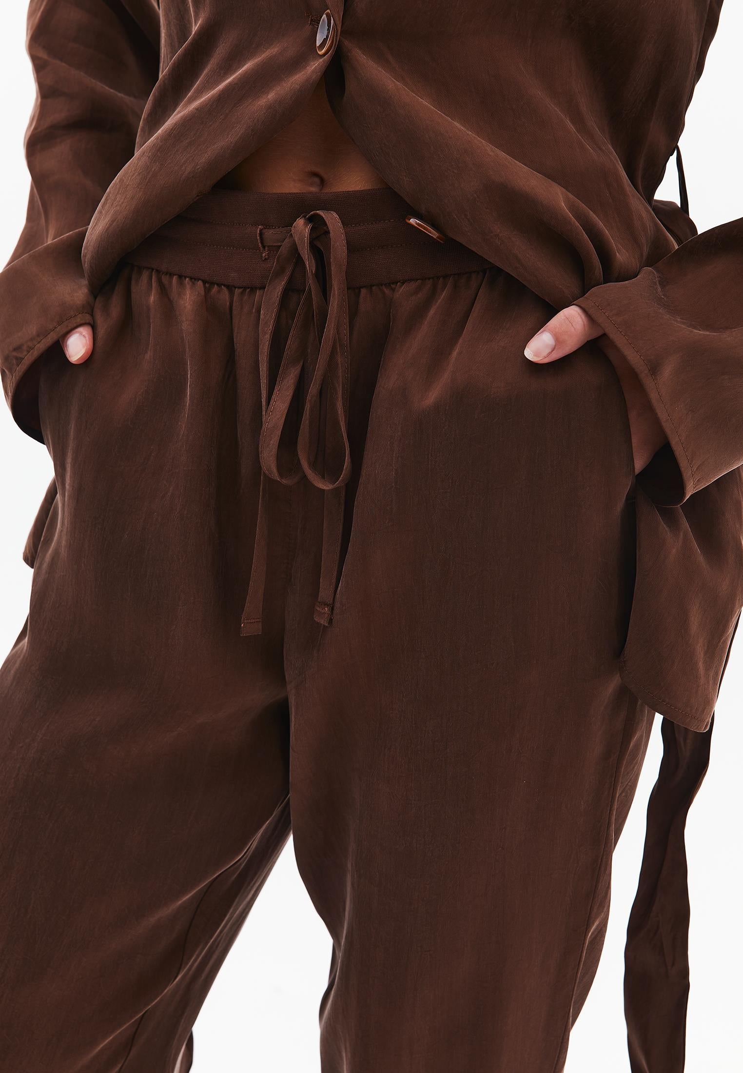 Tencel Tie Waist Pants - CHICORY COFFEE