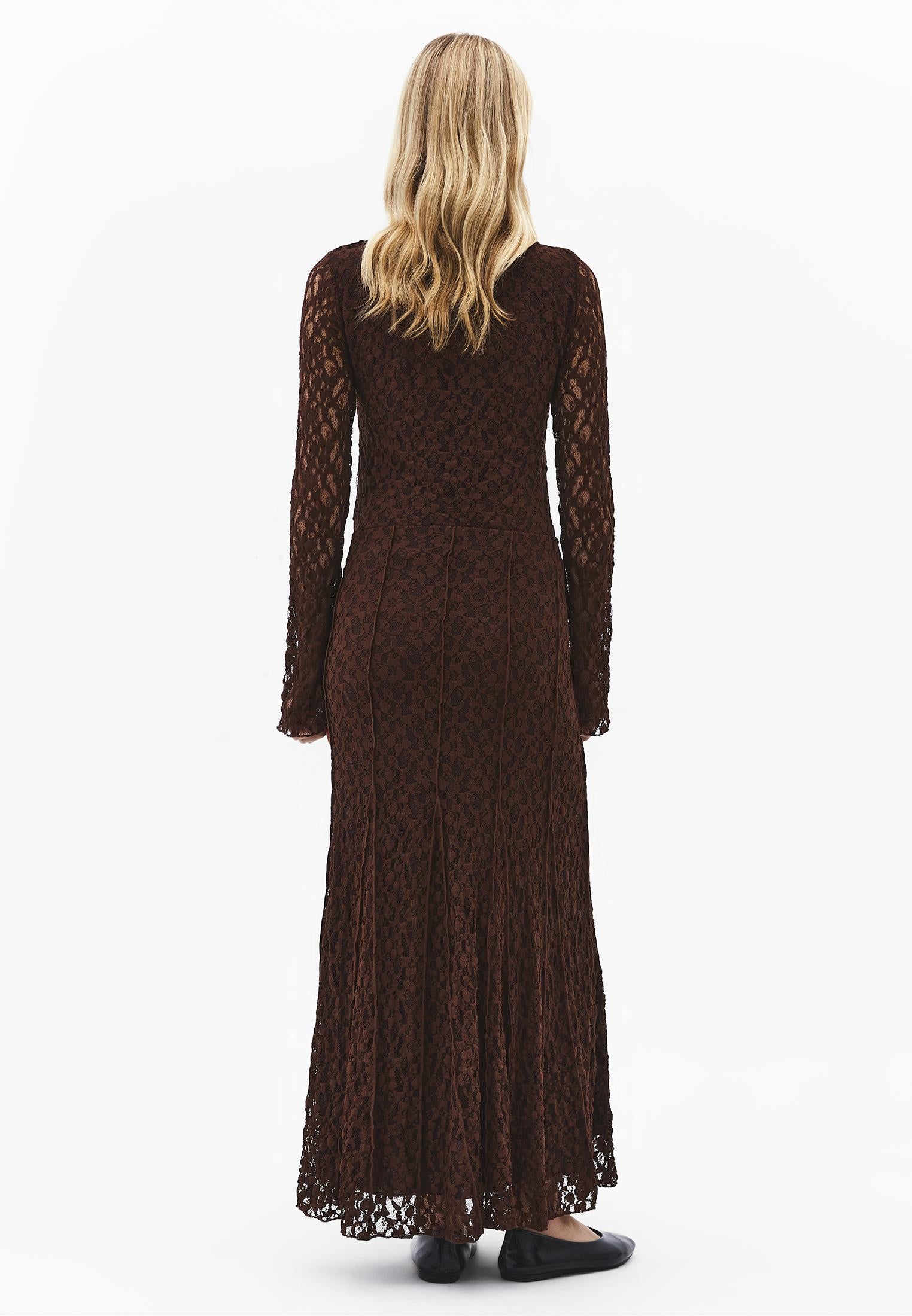 High Waist Flared Long Skirt - CHICORY COFFEE