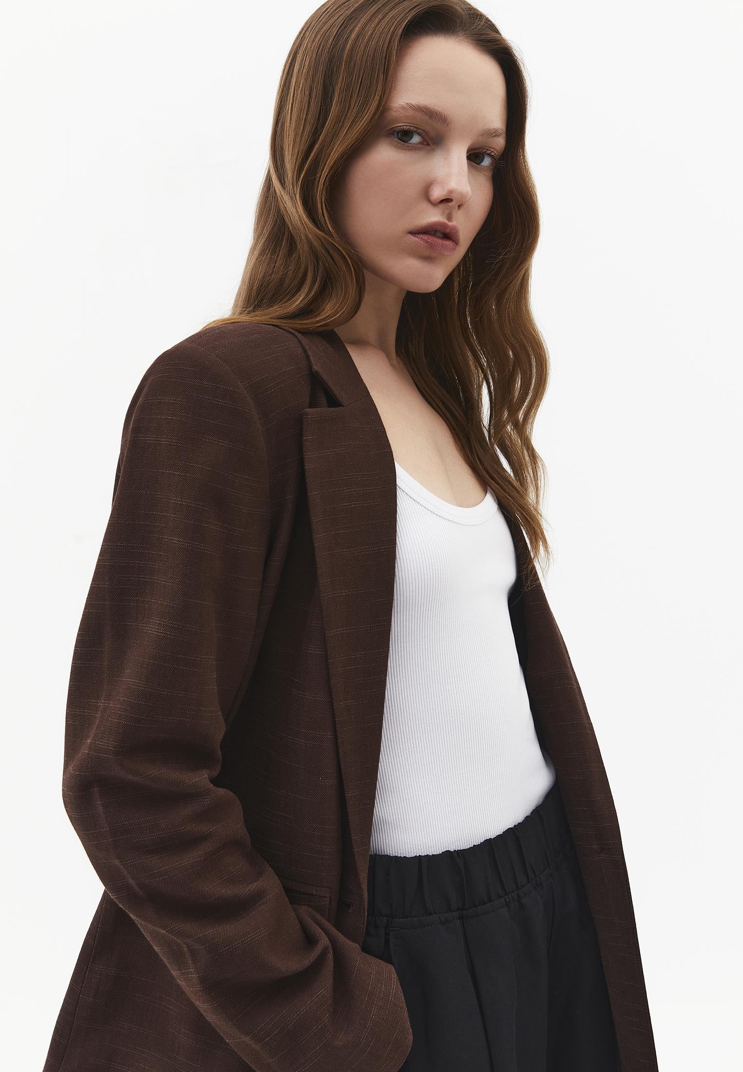 Oversize Blazer Jacket - CHICORY COFFEE