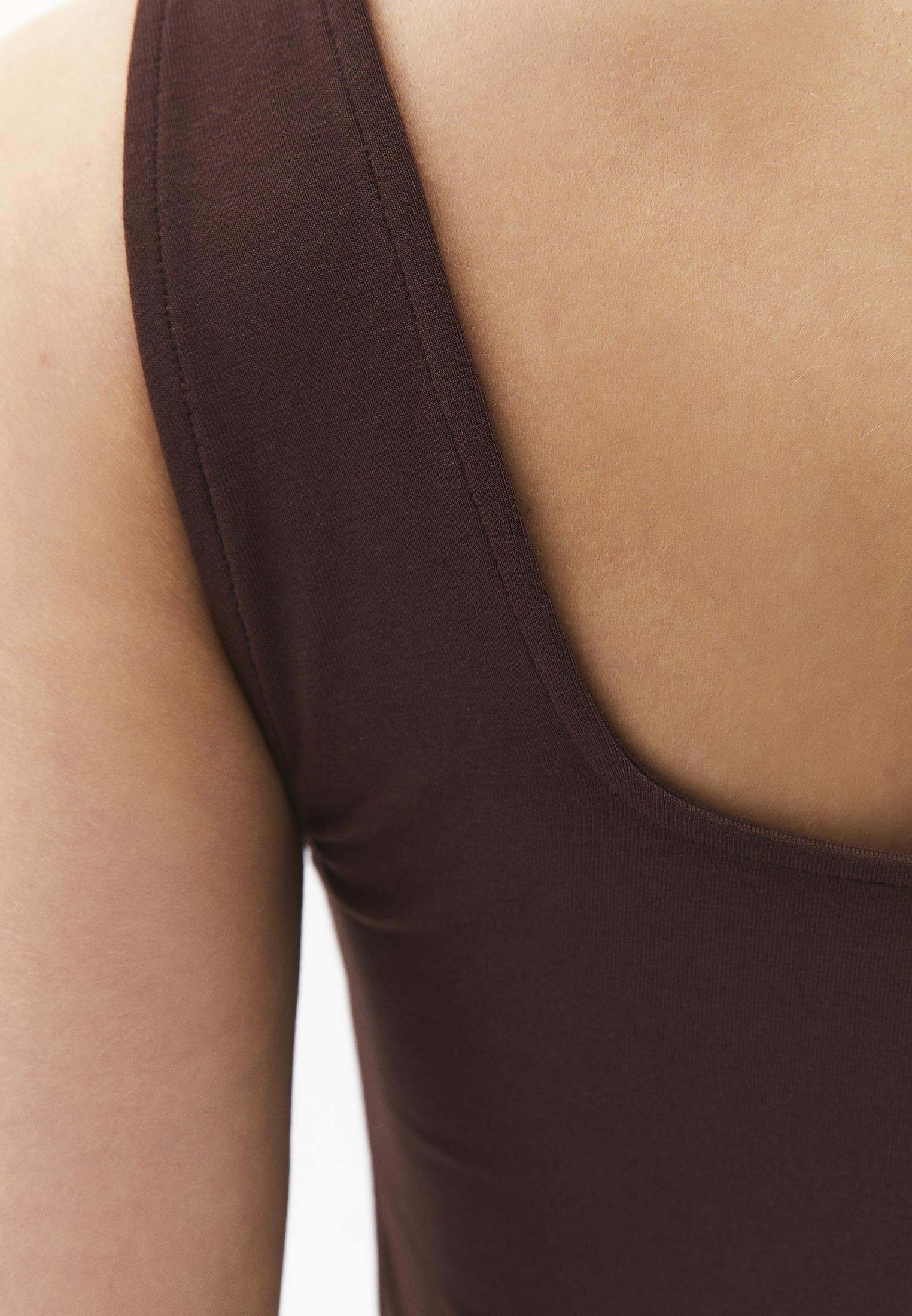 Square Neck Bodycon Tank Top - CHICORY COFFEE