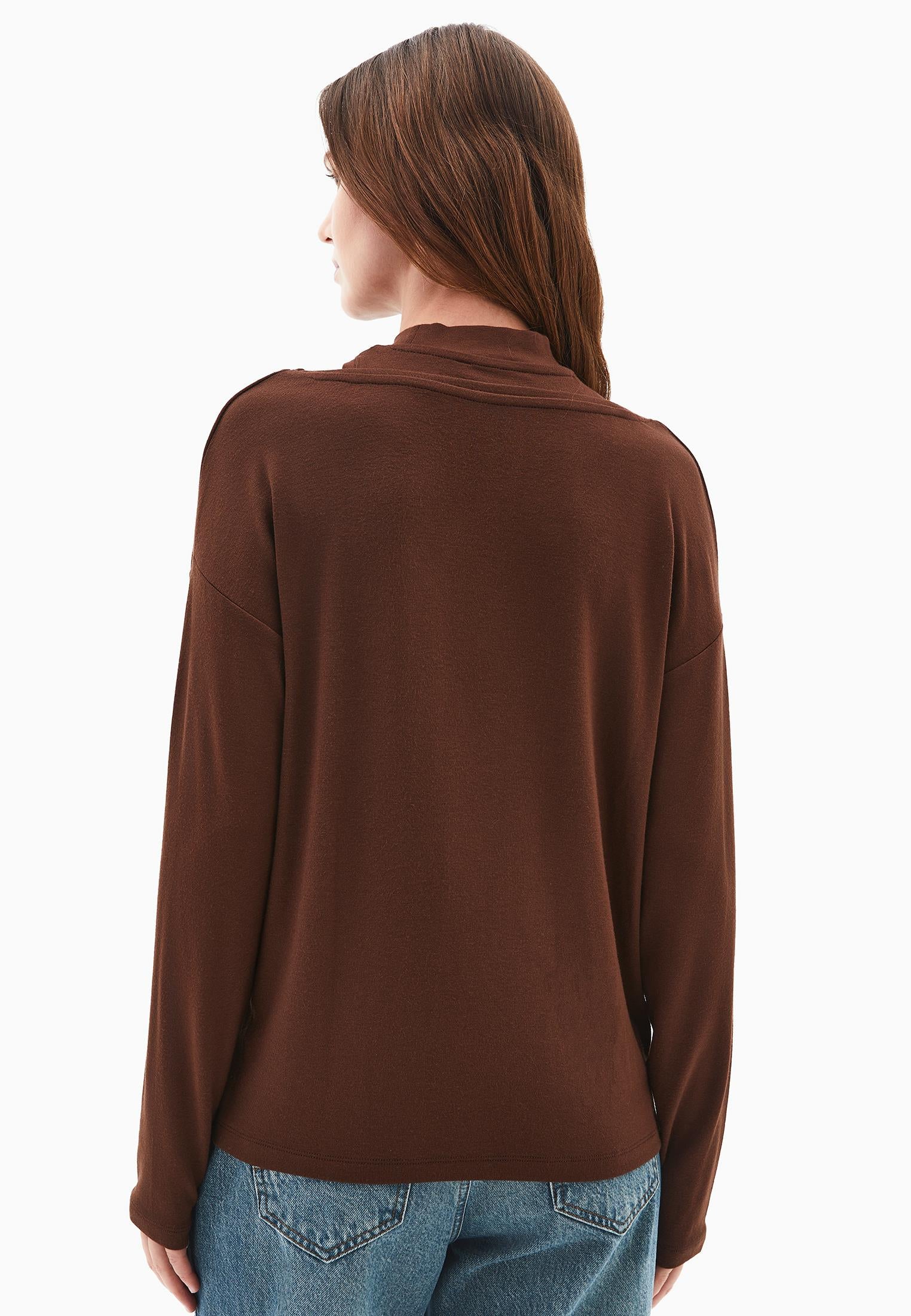 High Neck Oversize T-Shirt - CHICORY COFFEE