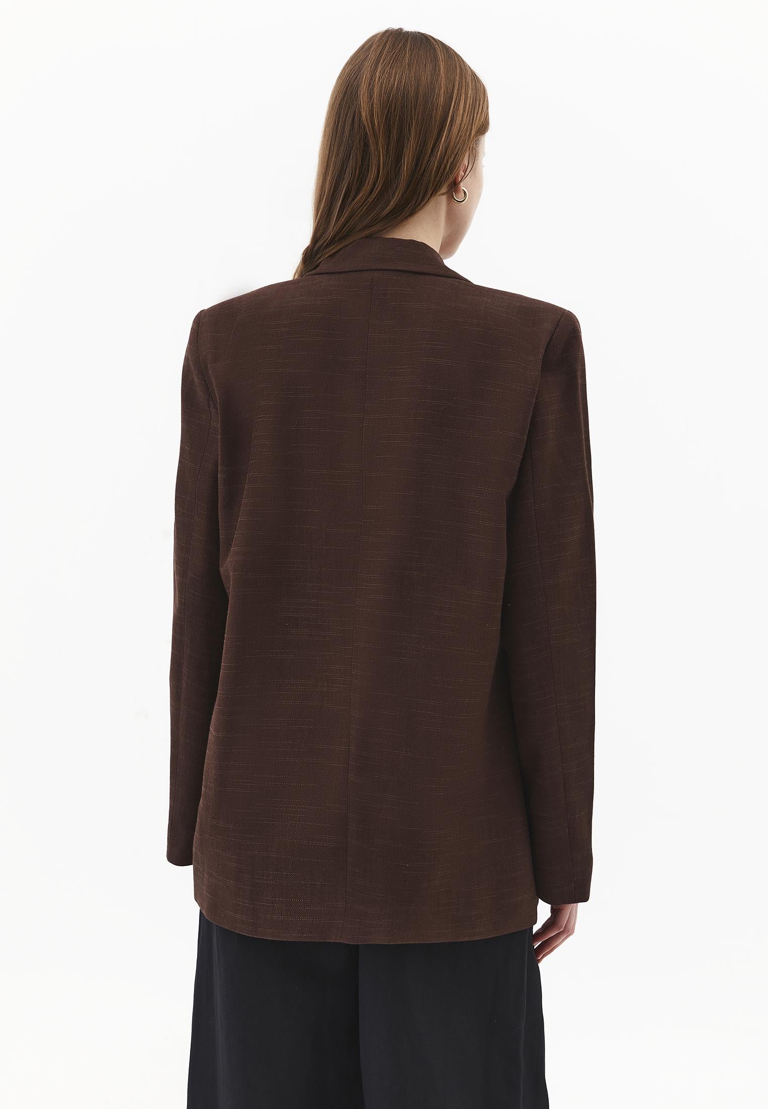 Oversize Blazer Jacket - CHICORY COFFEE