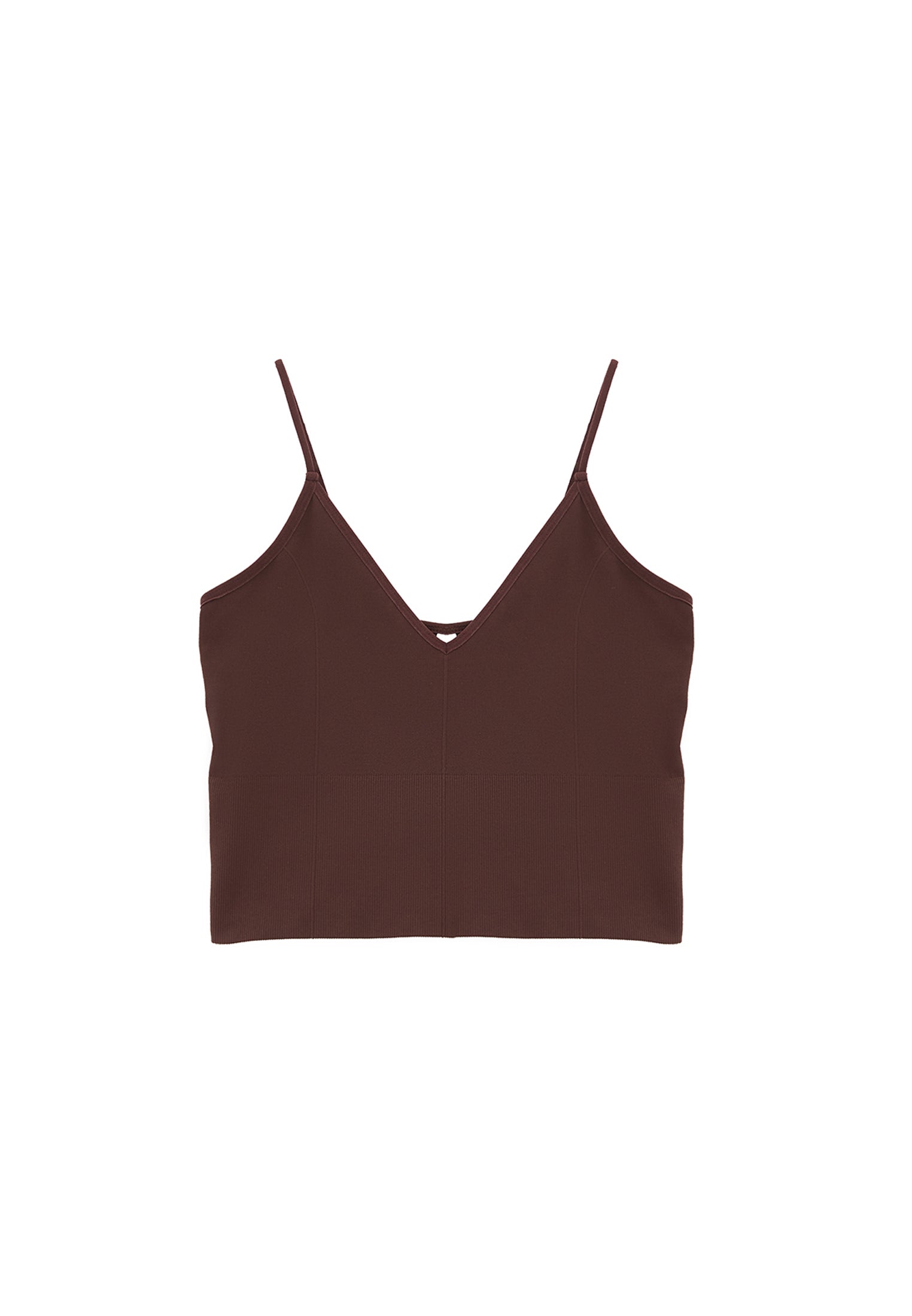 Seamless V Neck Tank Top - CHICORY COFFEE