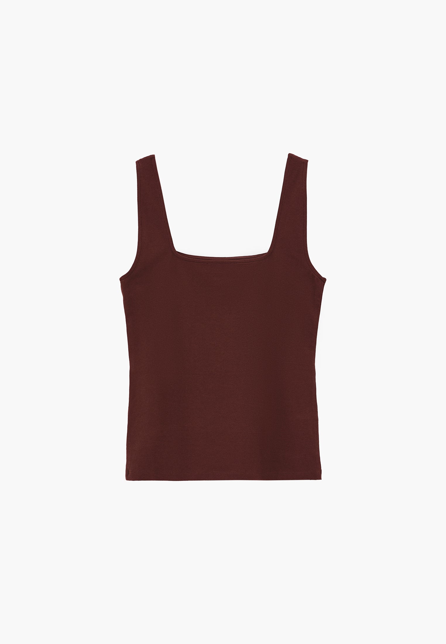 Square Neck Bodycon Tank Top - CHICORY COFFEE