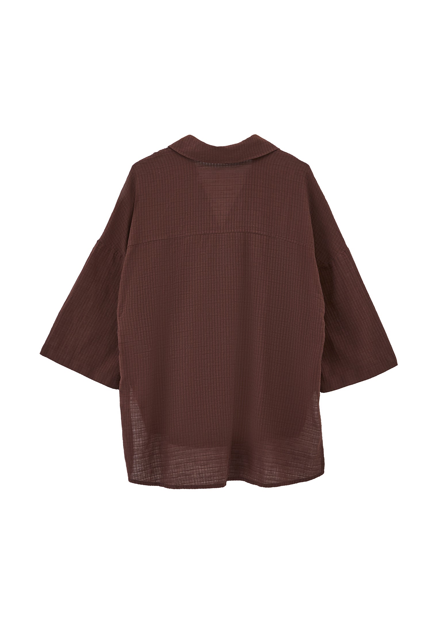 Oversized Shirt With Button Details - CHICORY COFFEE
