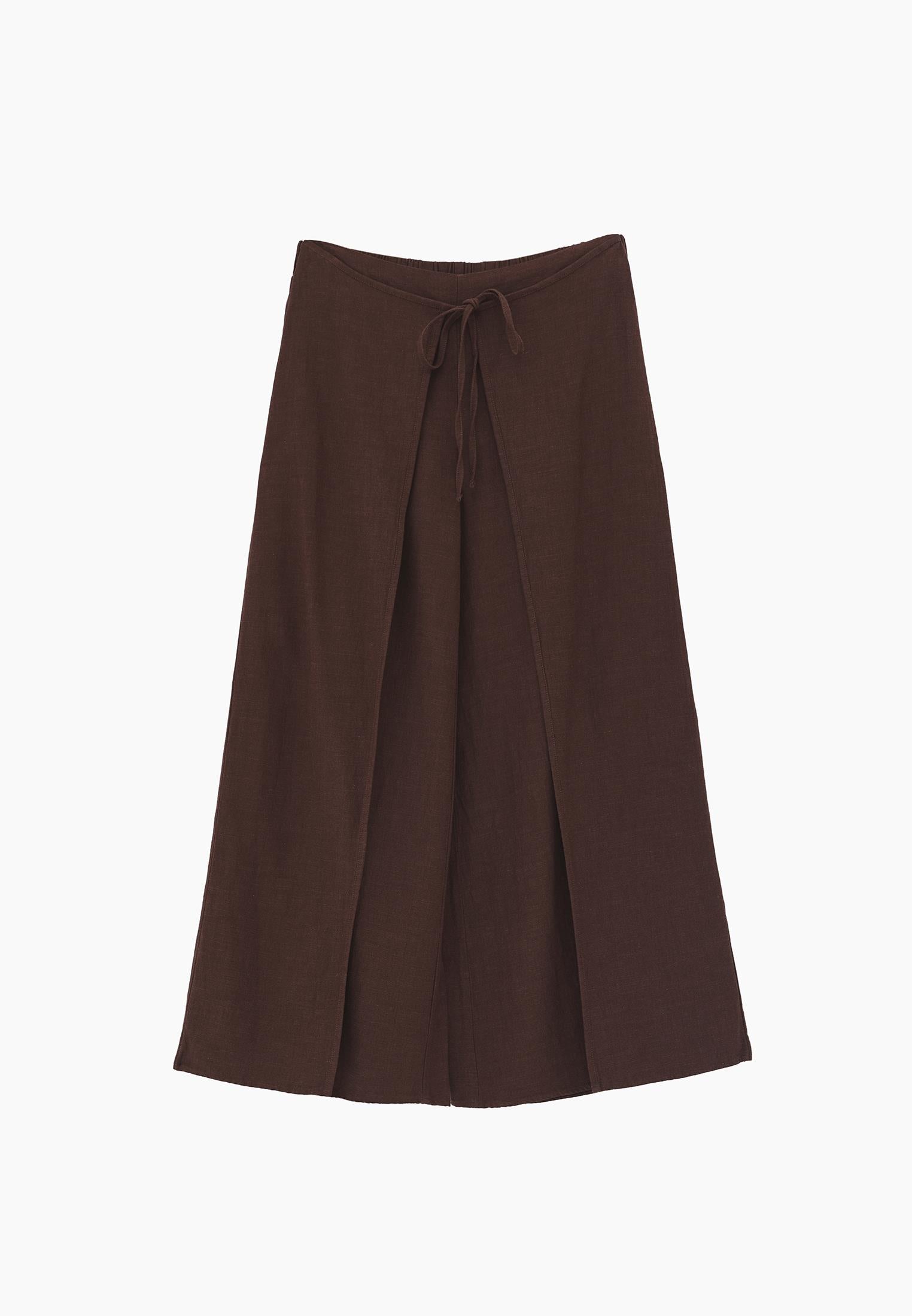 Elastic Wide Leg High Waist Pants - CHICORY COFFEE