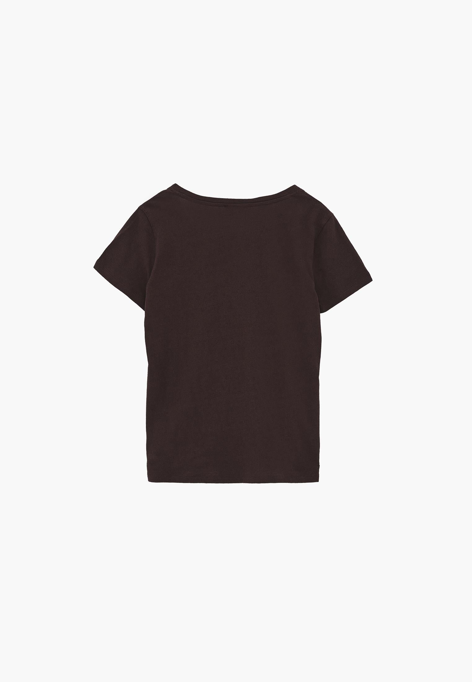 Loose Fit V Neck T-Shirt - CHICORY COFFEE
