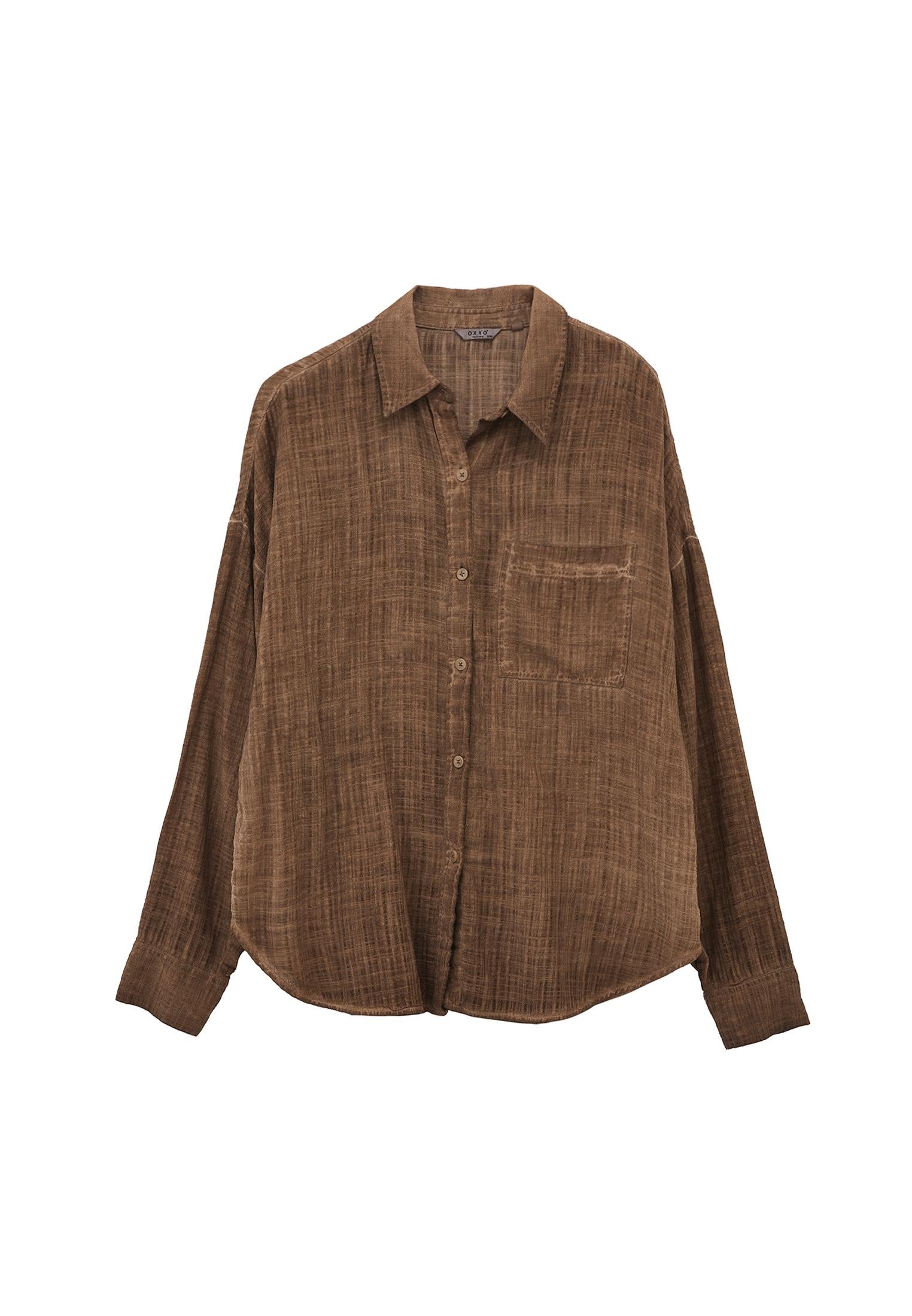 Button Detailed Oversize Shirt - CHICORY COFFEE