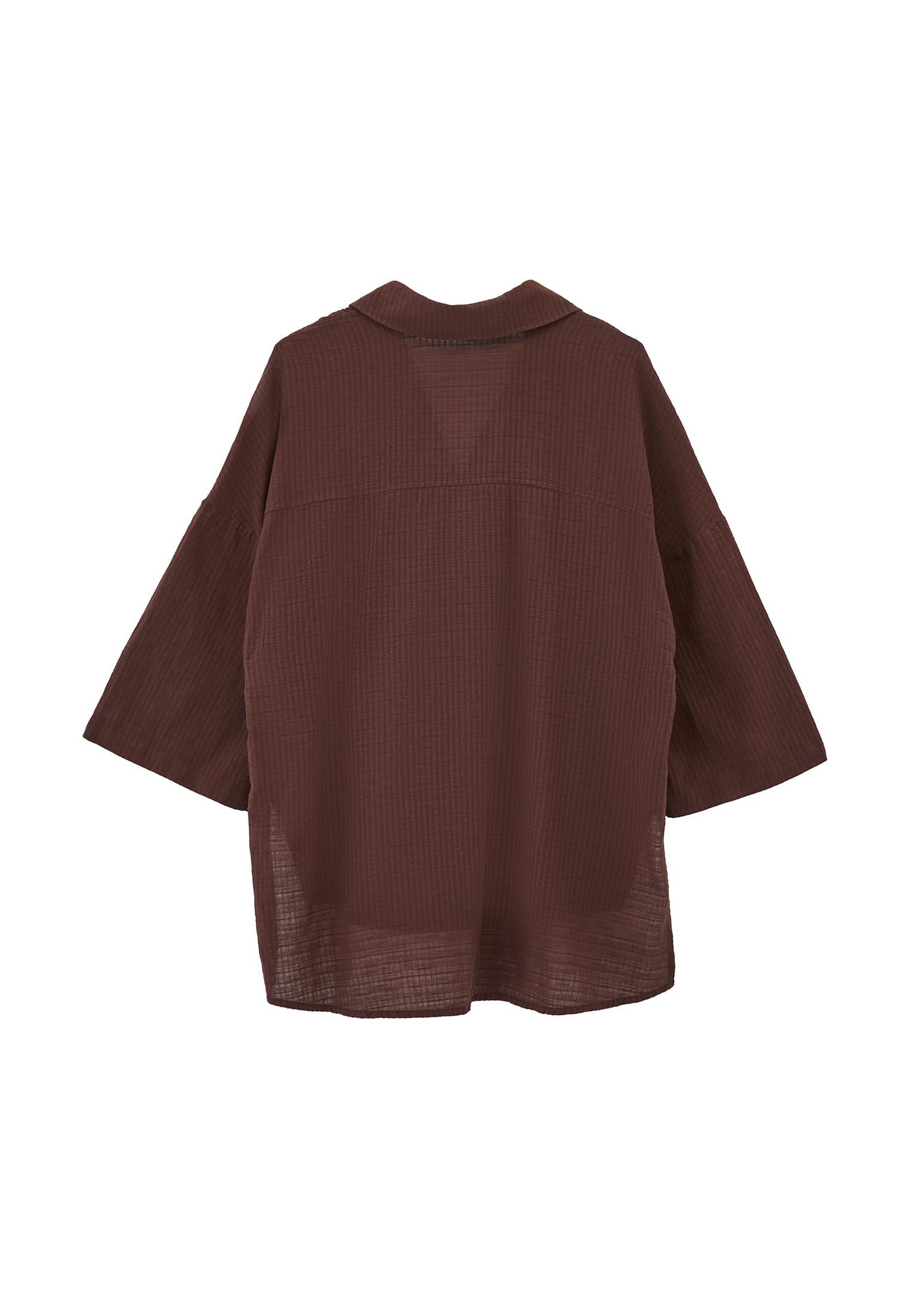 Oversized Shirt With Button Details - CHICORY COFFEE