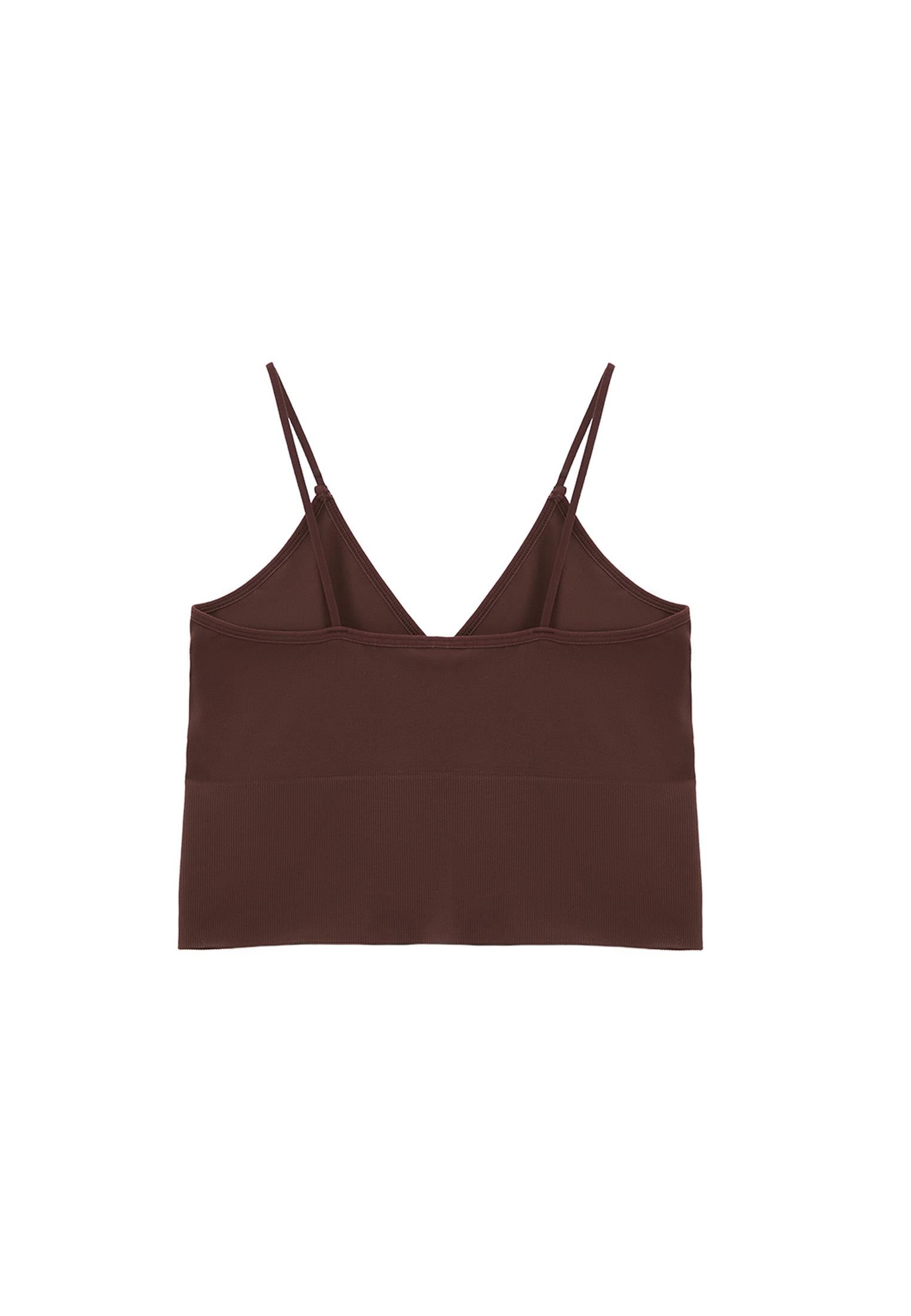 Seamless V Neck Tank Top - CHICORY COFFEE