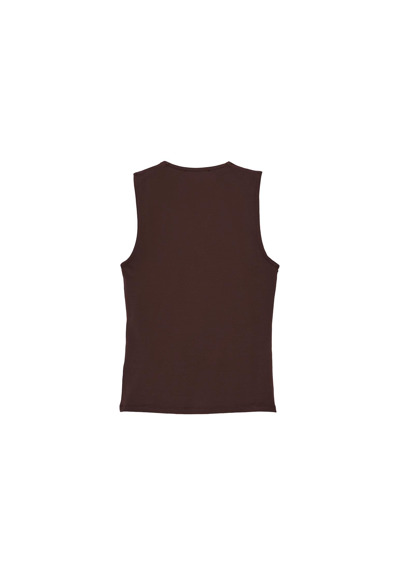 Square Neck Modal Tank Top - CHICORY COFFEE