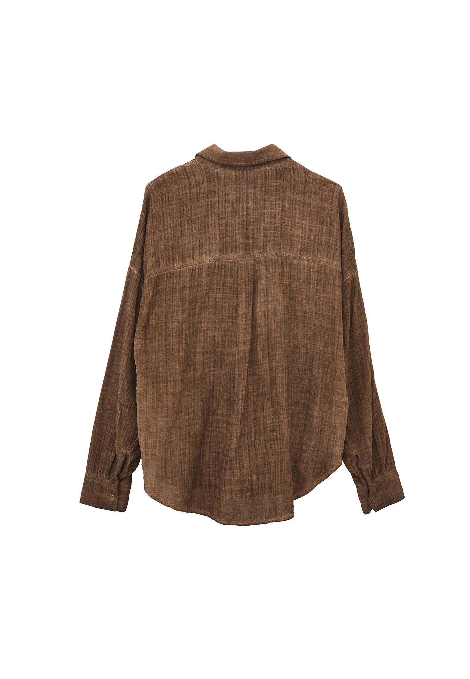 Button Detailed Oversize Shirt - CHICORY COFFEE